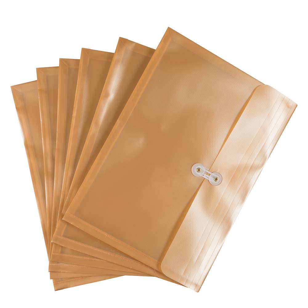 JAM PAPER Gold Plastic Envelopes 12-Pack - Button & String Closure for Legal Documents
