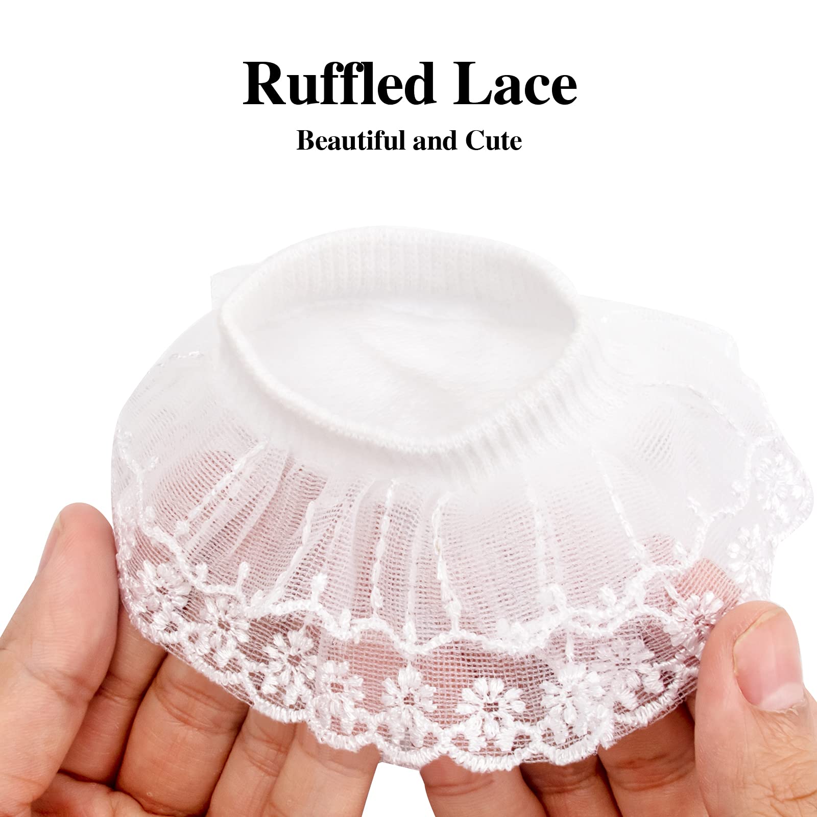5 Pairs Toddler Baby Girls Ruffle Lace Socks - Eyelet Mesh Cotton Frilly Ankle Soft Dress Socks for Kids 2-13T - Perfect for Princess Costumes, Parties & Special Occasions