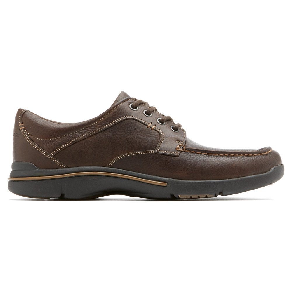 Rockport Men's City Play Moc Toe Oxford Shoes in Chocolate Brown - Size 14 - Comfortable Casual & Dress Shoes for Work, Office, and Everyday Wear