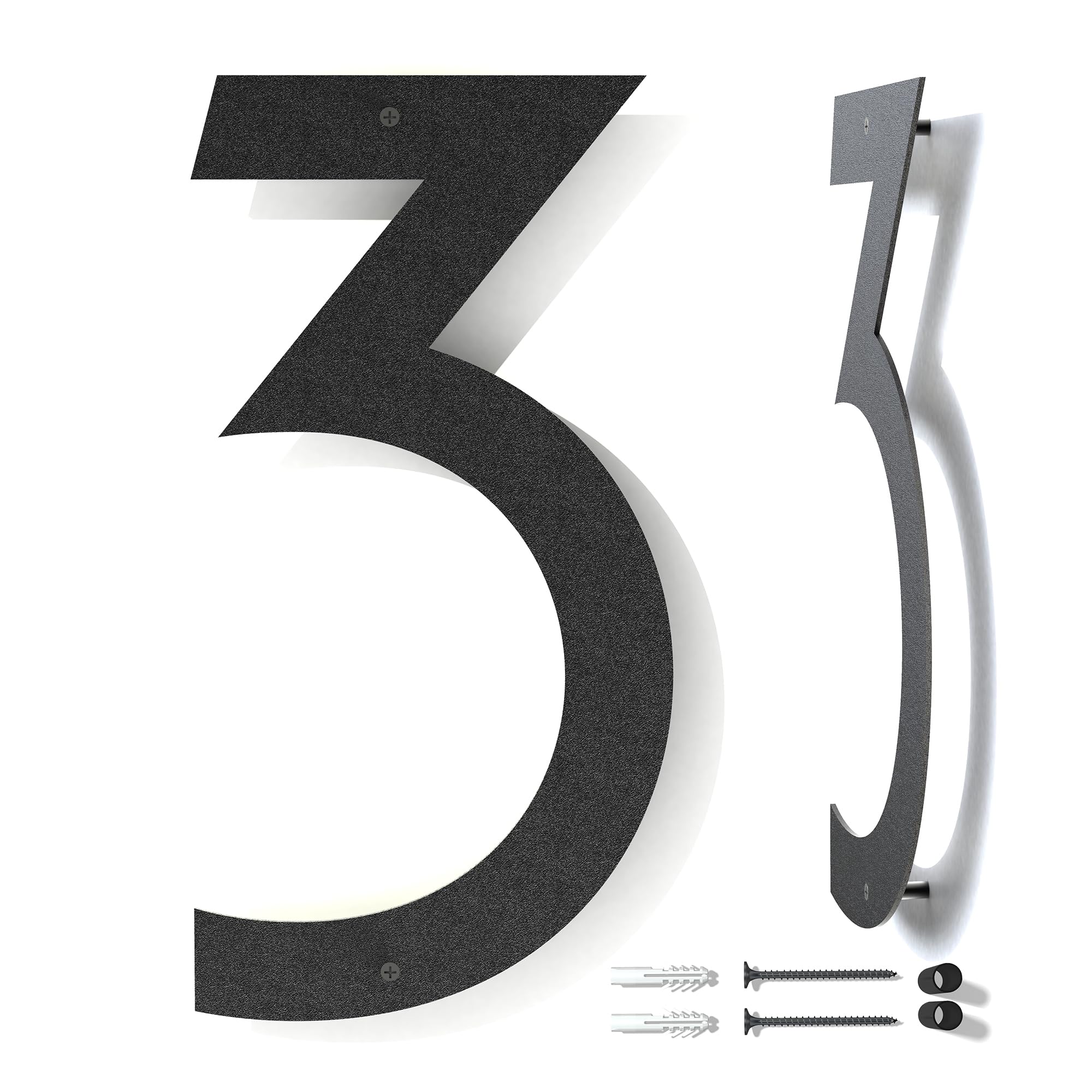 12 Inch Floating Metal House Numbers for Mailbox - Rust-Proof Black Coated Modern Address Plaque for Outdoor Use | Perfect for Front Door, Garden Gate & Apartment Building Signage