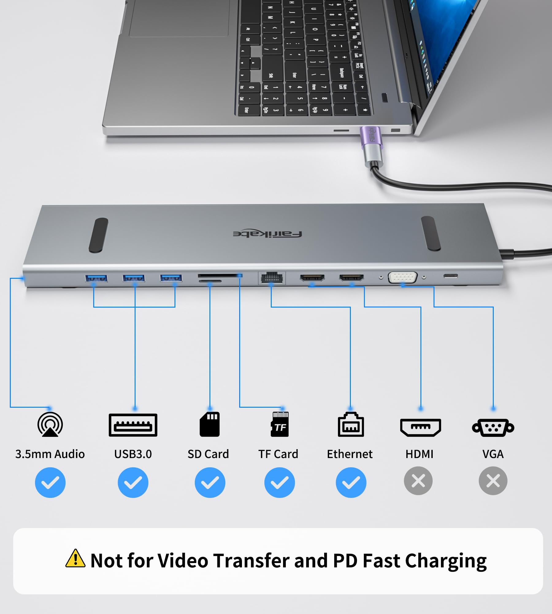 Fairikabe USB A to USB C Adapter 5Gbps High-Speed Data Transfer, USB 3.0 to Type C Converter - Compatible with MacBook, Laptop, PC, Charger, Power Bank (Purple) - Perfect for Office Work, Travel & Mobile Device Charging