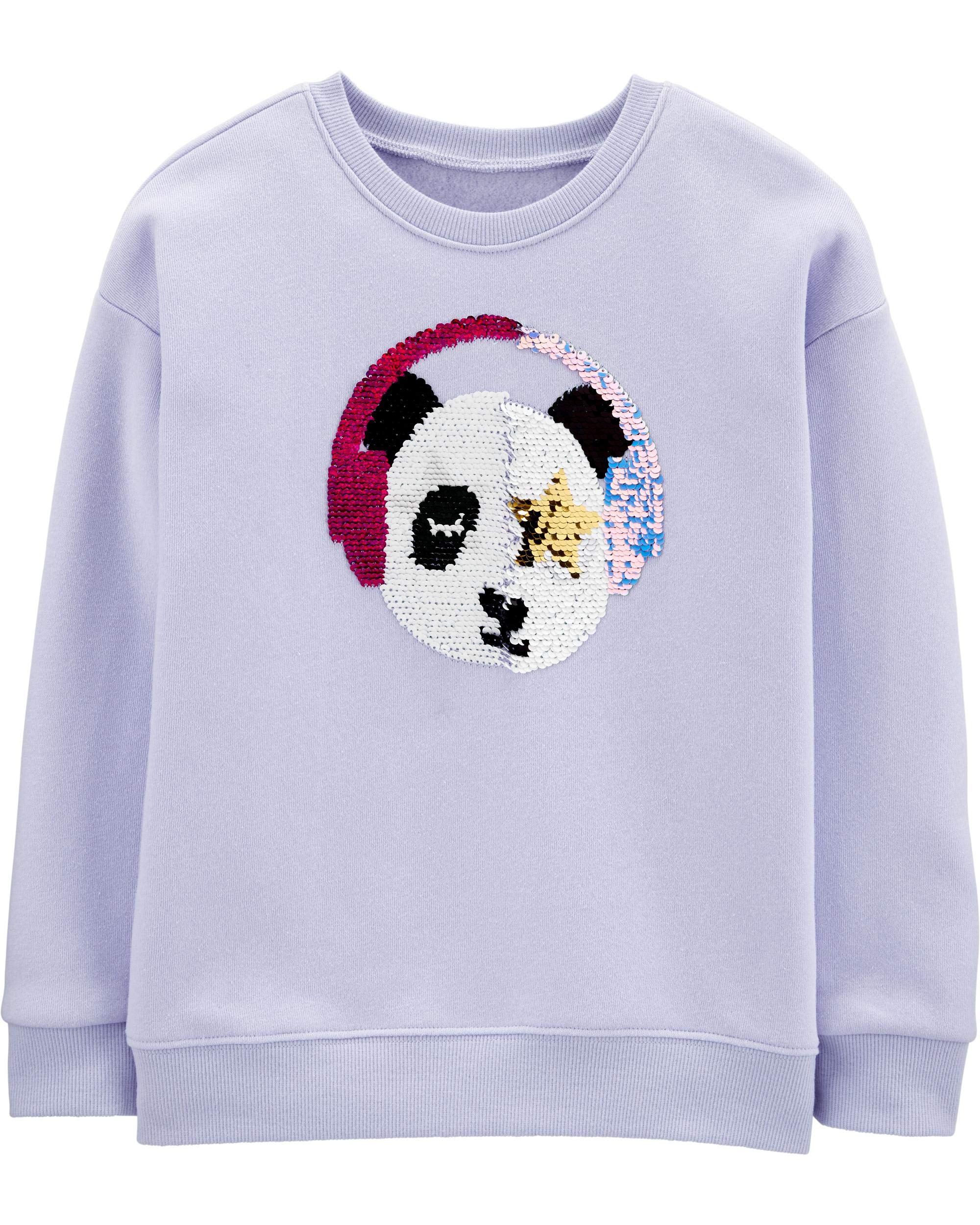 OshKosh B'Gosh Girls' Sequin Crew Neck Sweatshirt - Sparkly Casual Top for School, Playdates & Everyday Wear