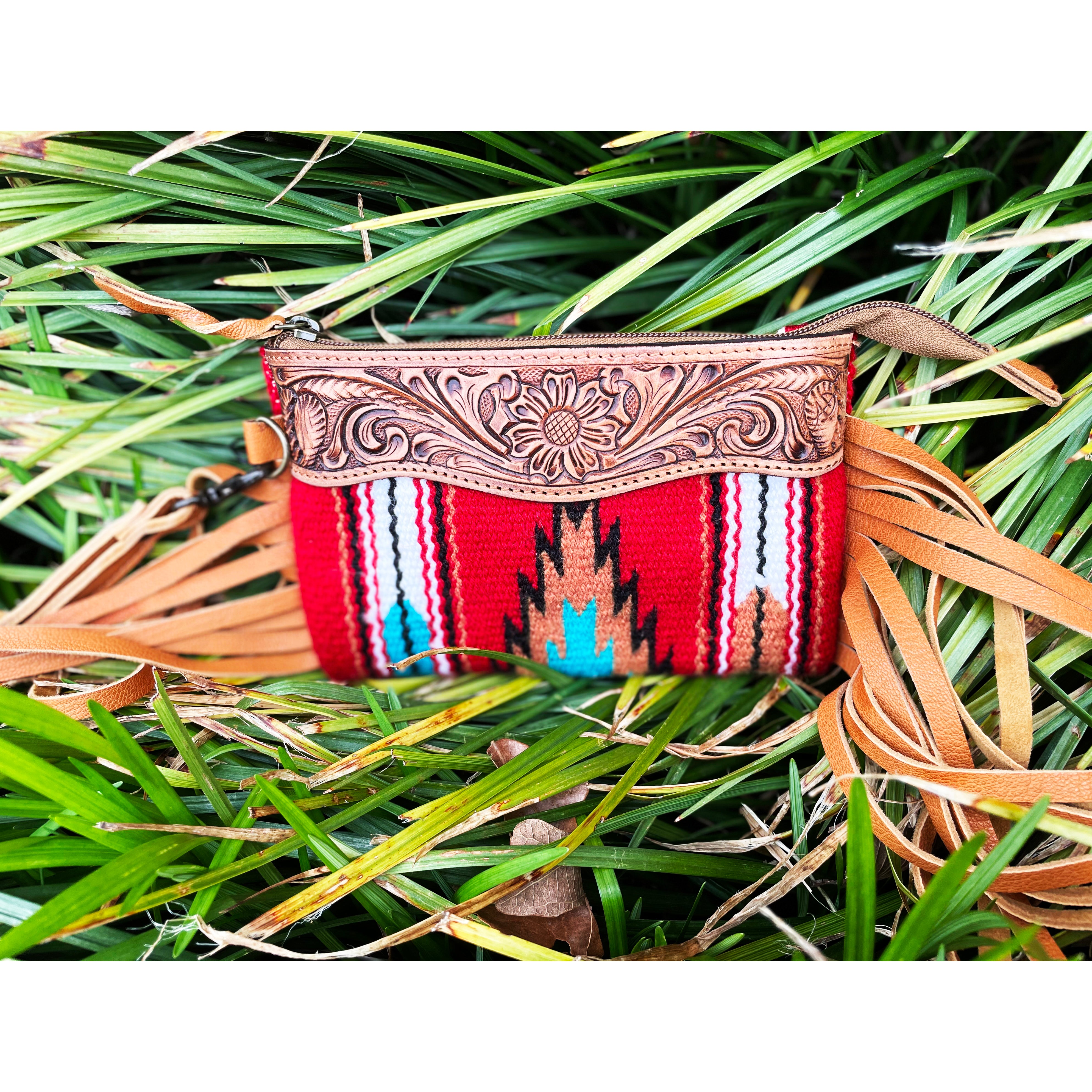 American Darling Red Tooled Leather Clutch - Elegant Women's Evening Bag for Parties, Weddings & Special Occasions