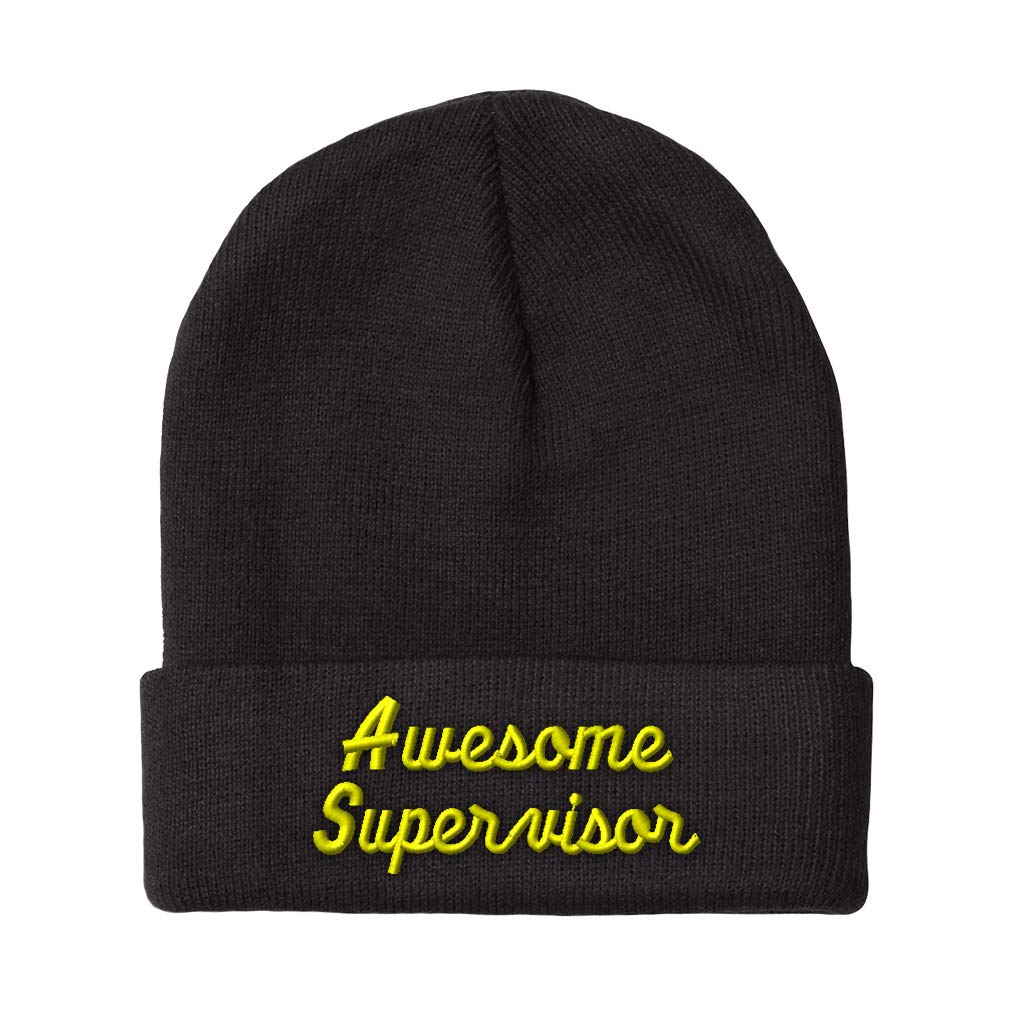 Premium Acrylic Skull Cap Beanie for Men & Women - Awesome Supervisor Embroidery Winter Hat (One Size Fits All) - Perfect for Cold Weather, Outdoor Activities & Casual Fashion