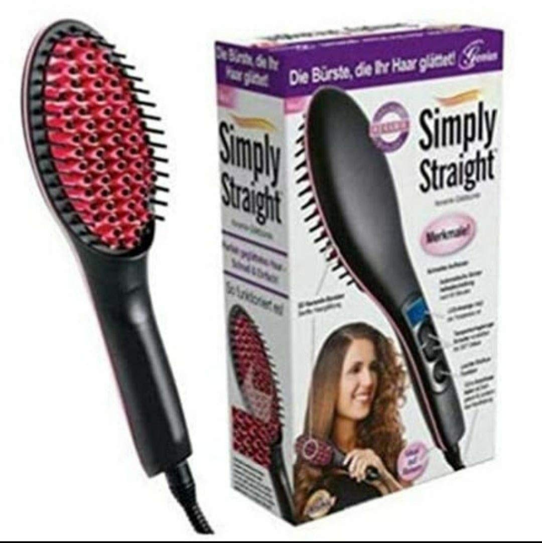 FELICAR Hair Straightener Brush with Digital LCD Display & Adjustable Temperature Control - Black/Pink - Perfect for Smoothing, Styling & Frizz Control at Home or Salon