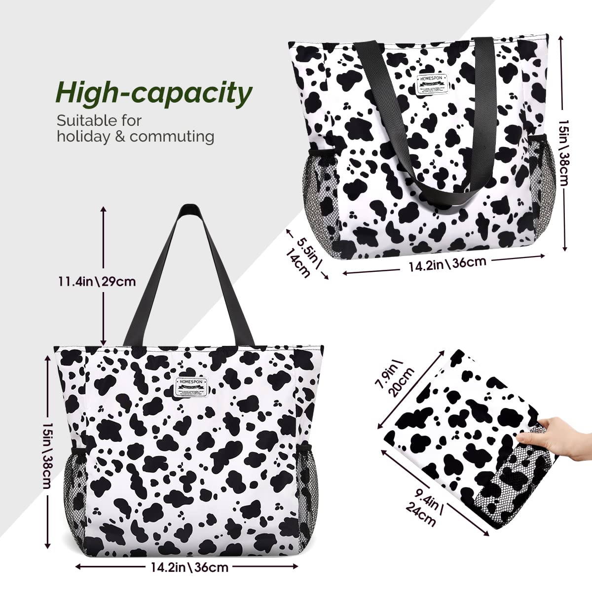Burninger Large Waterproof Beach Tote Bag for Women - Sandproof Zippered Pool Bag with Pockets - Perfect for Travel, Gym, Vacation & Summer Outings
