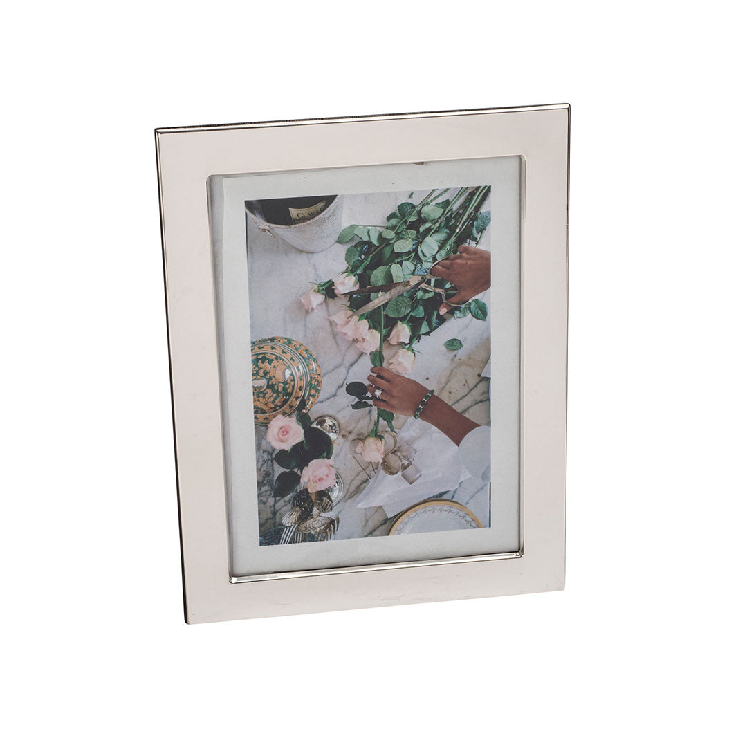 5x7 Sterling Silver Picture Frame - Elegant Plain Photo Display for Home, Office & Gifts - Perfect for Weddings, Anniversaries & Family Memories