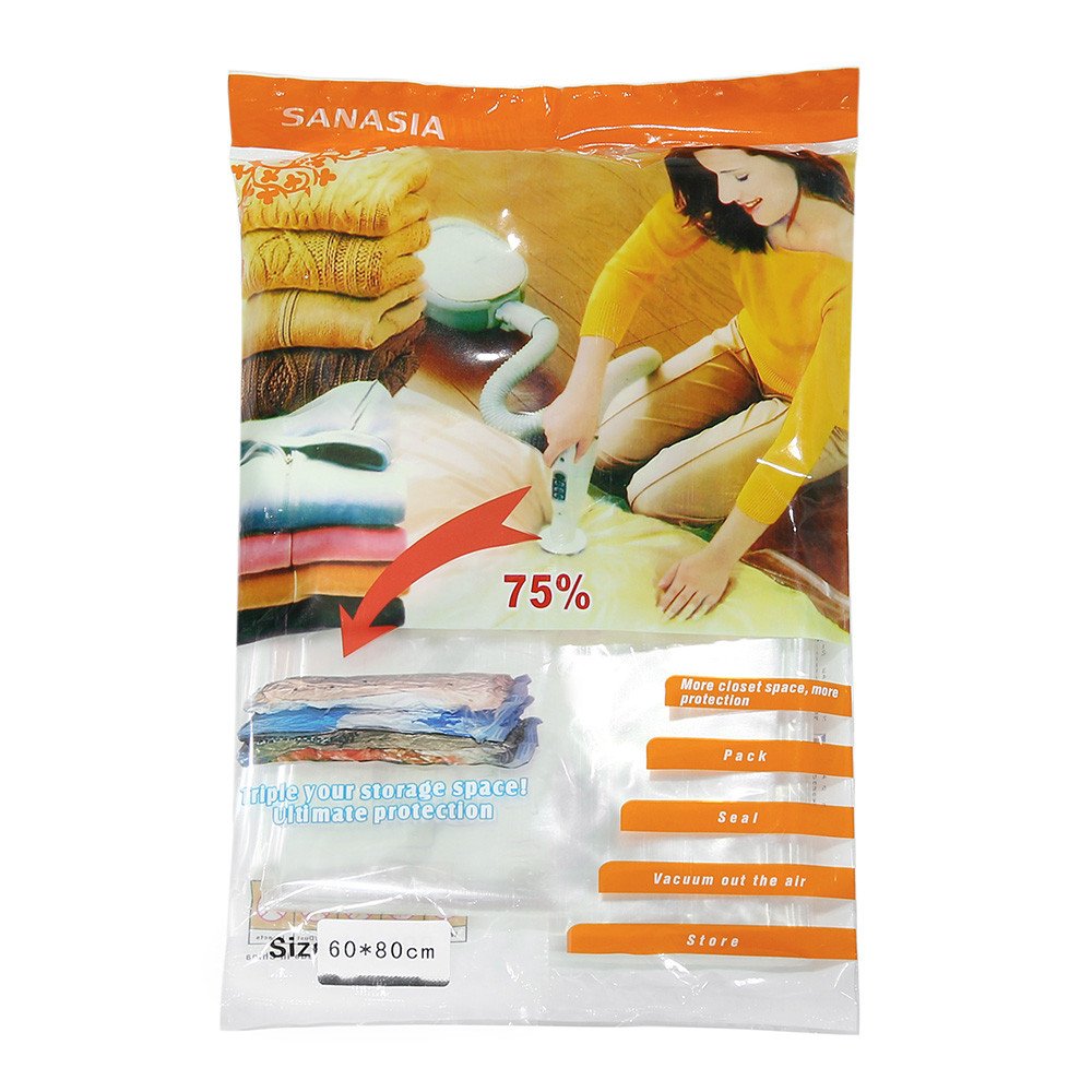 Youngnet Space Saving Vacuum Storage Bags - Airtight Compression Organizer for Clothes, Blankets & Bedding (Orange, One Size) - Perfect for Travel, Moving & Seasonal Storage