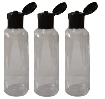 M.C. PIPWALA 100ml Clear PET Plastic Bottles with Black Flip Top Cap - Leak Proof Squeeze Travel Containers for Cosmetics, Liquids & Toiletries (Pack of 3) - Perfect for Travel, Salon & DIY Projects