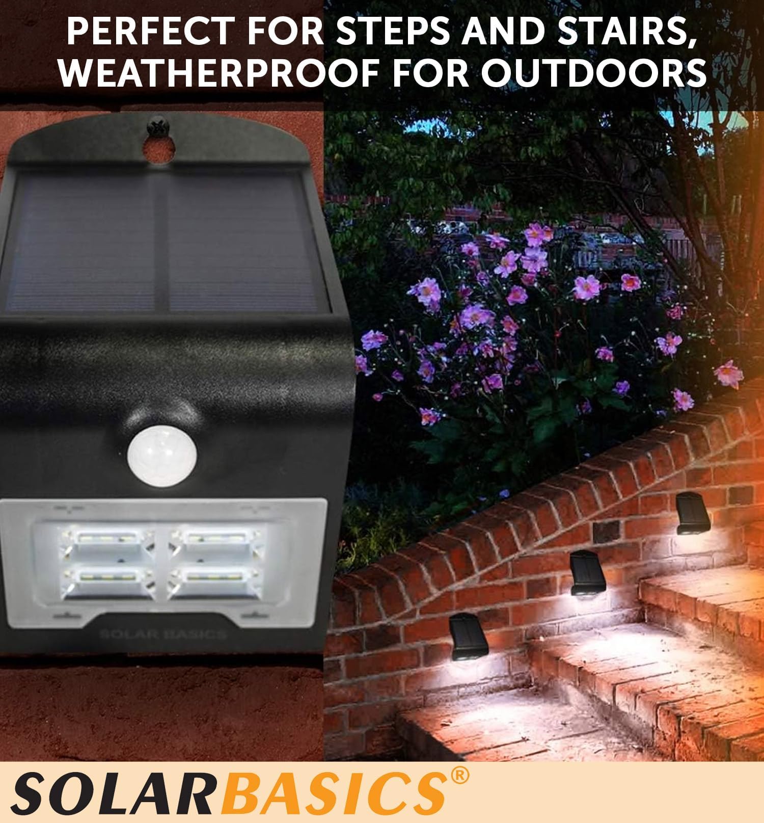 Solar Powered LED Outdoor Security Lights with Motion Sensor - Waterproof Wall Lighting for Steps, Stairs & Pathways - Dusk to Dawn & Accent Modes - Weather Resistant Resin Housing (4 Pack) - Perfect for Porch, Garage, Garden & Driveway Safety Lighting