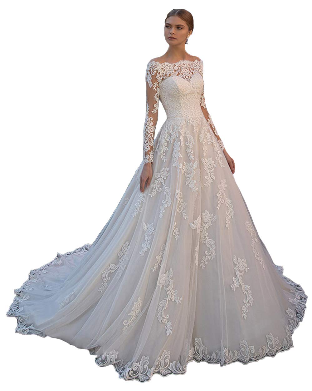 Elegant Lace Beach Wedding Dress for Women 2022 | Sleeved Bridal Gown for Bride | Perfect for Beach Weddings, Vow Renewals & Romantic Photoshoots