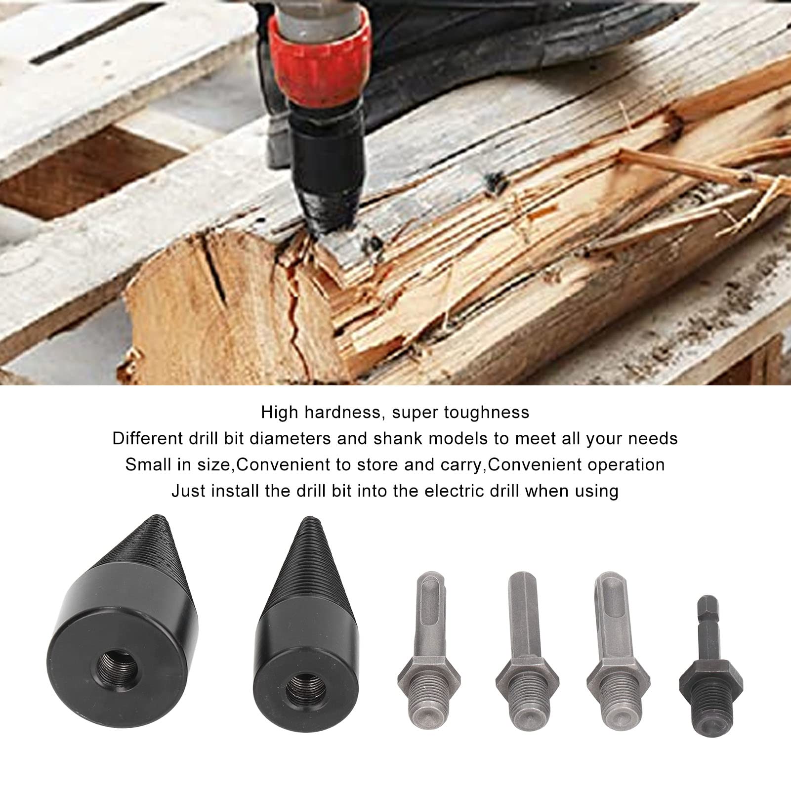 Heavy Duty YWBL-WH Wood Cone Drill Bits Splitter Kit - 32mm & 42mm Sizes for Woodworking, DIY Projects, and Log Splitting | Perfect for Firewood Processing, Furniture Making, and Carpentry Work