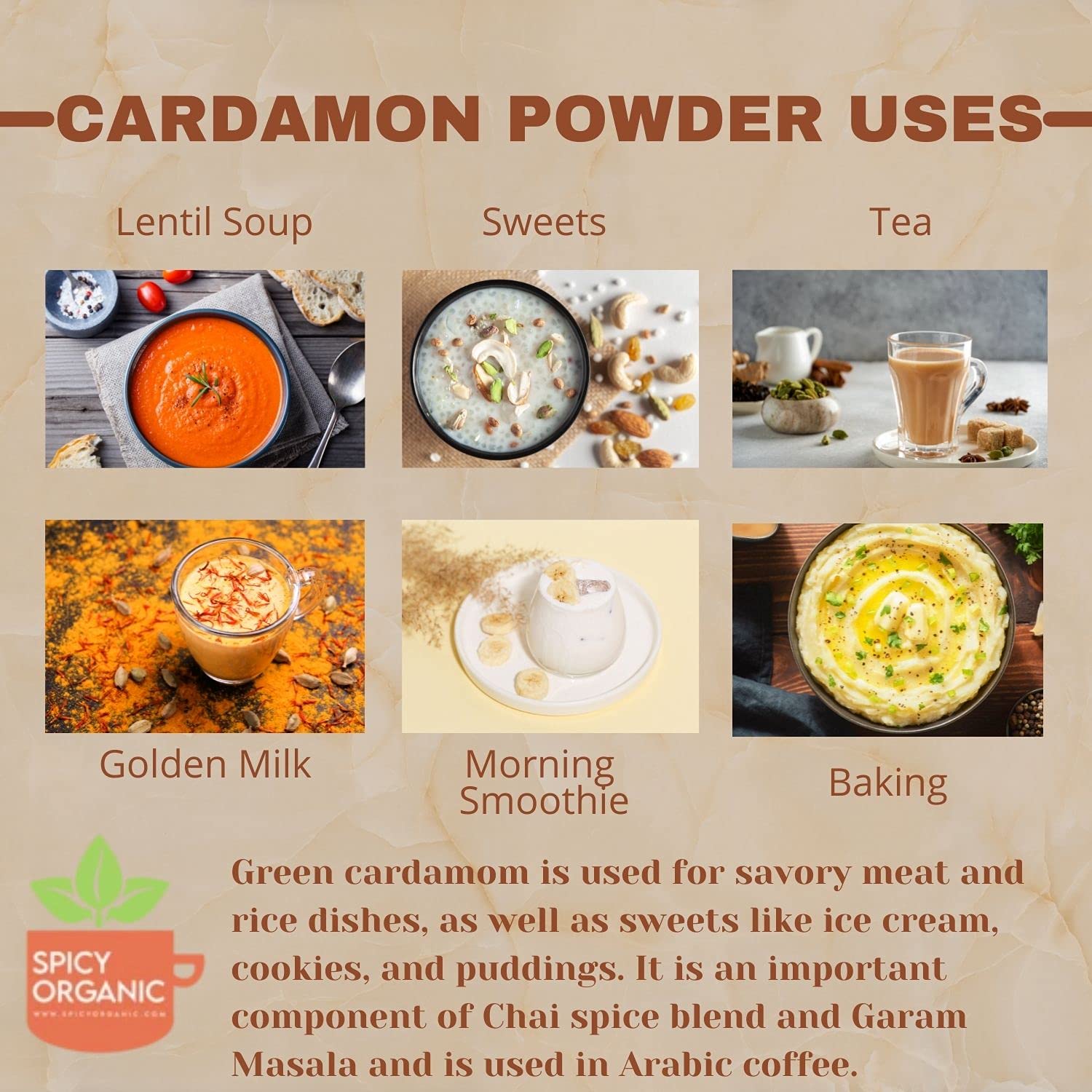 Organic Cardamom Powder 10 LBS (160 oz) - USDA Certified, Non-GMO, Vegan - Perfect for Coffee Flavoring, Baking, Cooking & Tea - Bulk Spice for Indian, Middle Eastern & Scandinavian Cuisine - Ideal for Home Chefs & Commercial Kitchens