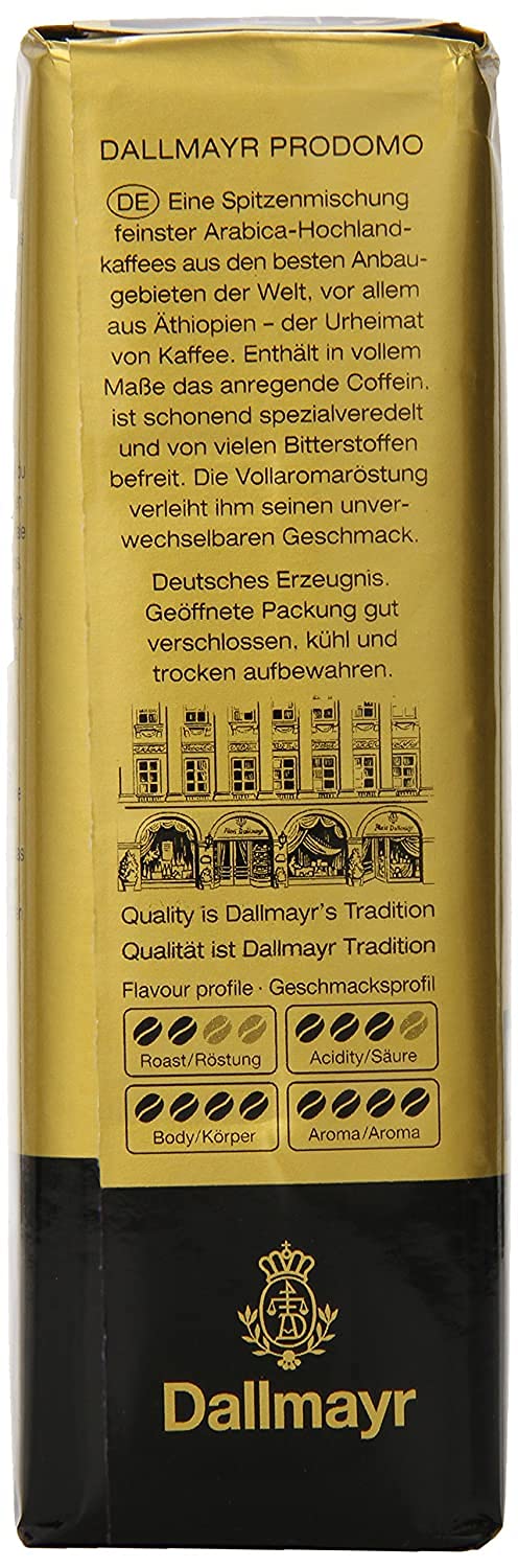 Dallmayr Prodomo Ground Gourmet Coffee - 8.8-Ounce Vacuum Pack (6-Pack) | Premium German Coffee for Home, Office & Gifts | Perfect for Espresso, Drip Coffee & French Press