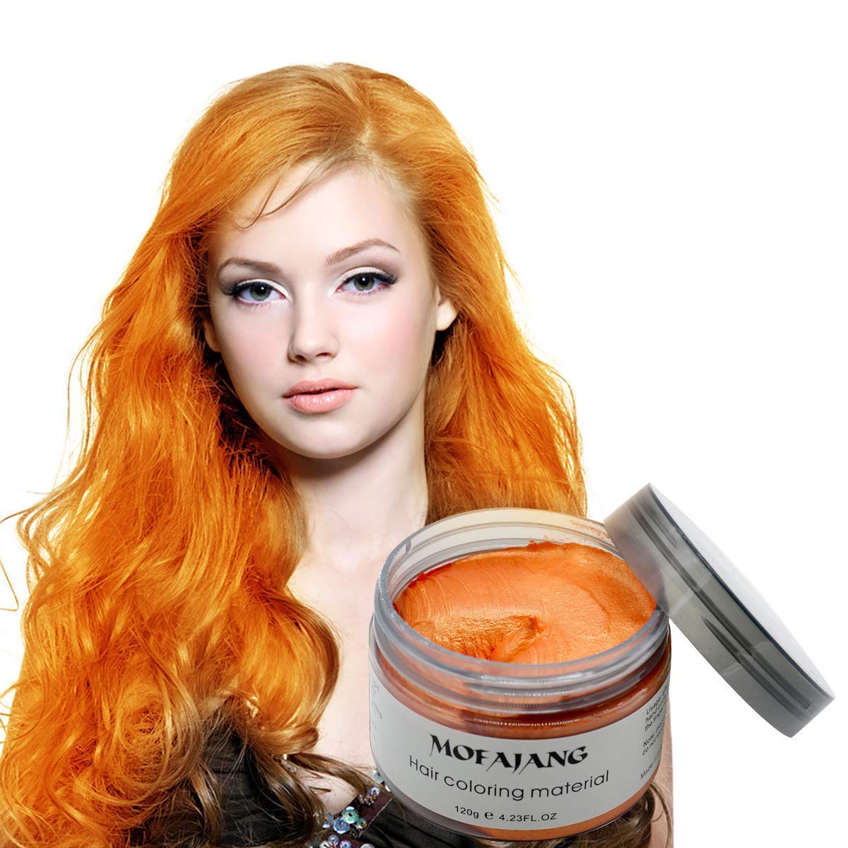 MOFAJANG Unisex Hair Wax Color Dye Styling Cream - Temporary Washable Hair Pomade for Natural Hairstyles & Cosplay (Orange) - Perfect for Parties, Halloween & Costume Events