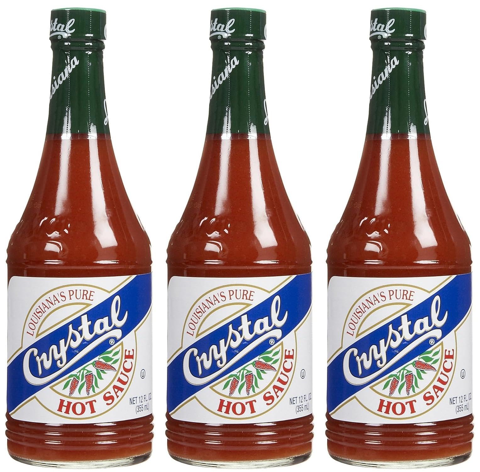 GeauxDat Cajun Favrits Crystal Hot Sauce - 12 oz Bottles (Pack of 3) | Authentic Louisiana Style Hot Pepper Sauce for Seafood, Wings & Cajun Cooking | Spicy Condiment for Gumbo, Jambalaya & BBQ