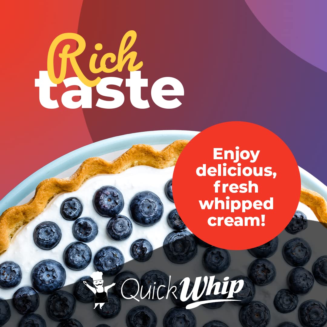 QuickWhip Pro 100 Whipped Cream Chargers (600 Cartridges - 6 Boxes of 100) - 9g Food Grade N2O for Professional & Home Use - Compatible with Standard Cream Dispensers - Perfect for Desserts, Coffee Toppings & Cocktail Garnishes