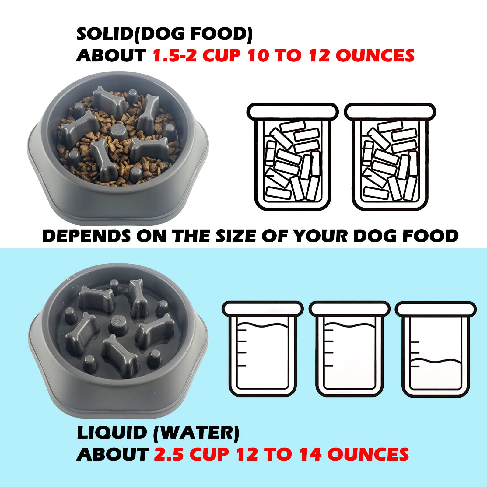 CAISHOW Slow Feeder Dog Bowl - Anti-Gulping Pet Food Dish for Healthy Eating, Interactive Bloat Stop Design, Non-Slip Base for Small & Medium Dogs - Perfect for Mealtime Fun and Preventing Digestive Issues