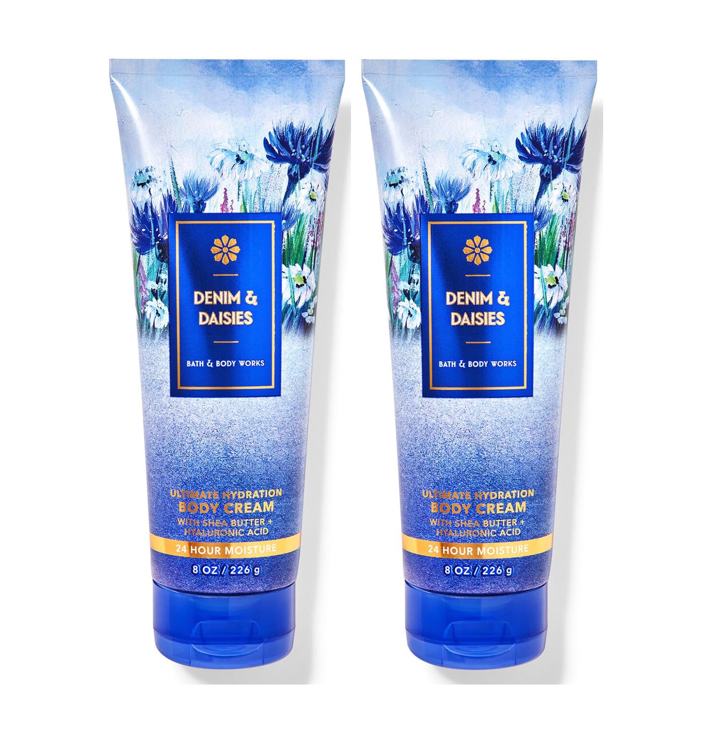 Bath & Body Works Denim & Daisies Ultra Shea Body Cream - 8oz Each, Pack of 2 - Deeply Moisturizing & Nourishing Hand & Body Lotion - Perfect for Dry Skin Care & Daily Hydration