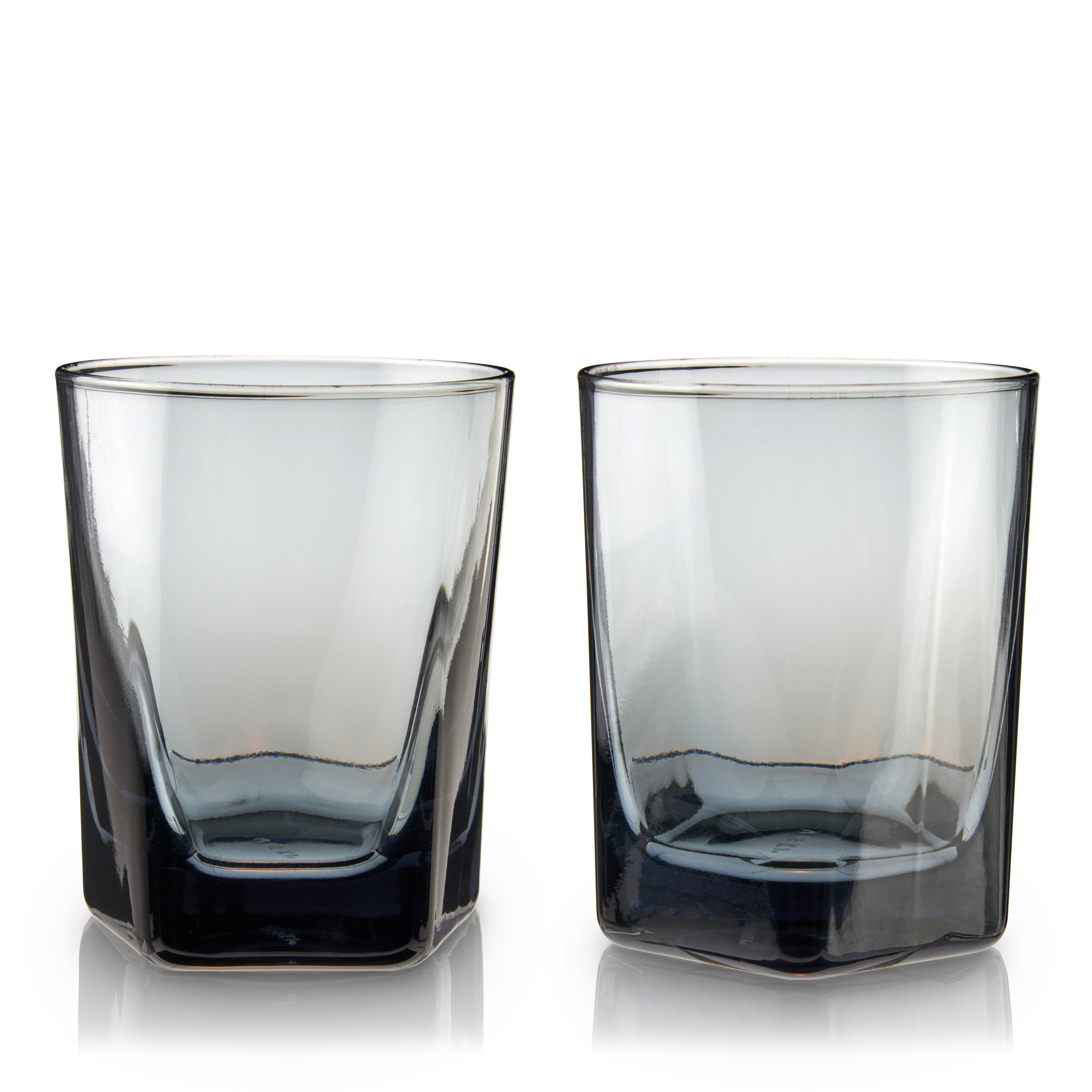 Premium Hexagonal Crystal Double Old Fashioned Glasses - Smoke Colored Whiskey Glasses for Cocktails, Bourbon & Scotch - Elegant Barware for Home Bars, Parties & Gifts