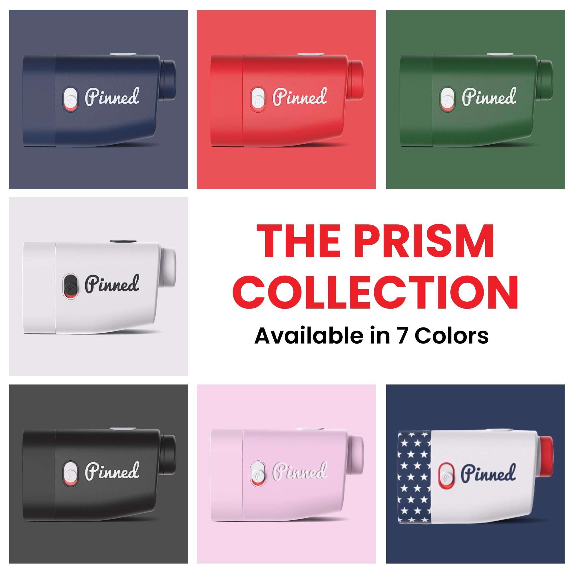 Pinned Prism Slope Golf Rangefinder - USB Rechargeable Laser Distance Finder with Slope Technology & Vibration Lock - Perfect Golf Accessory for Men & Women - Ideal for Course Play, Practice & Tournament Use