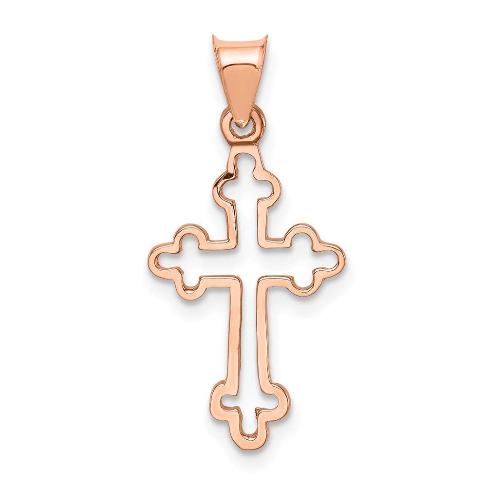 14K Rose Gold Polished Religious Faith Cross Pendant Necklace for Women - Elegant Spiritual Jewelry Gift for Baptism, Confirmation, Christmas & Daily Wear