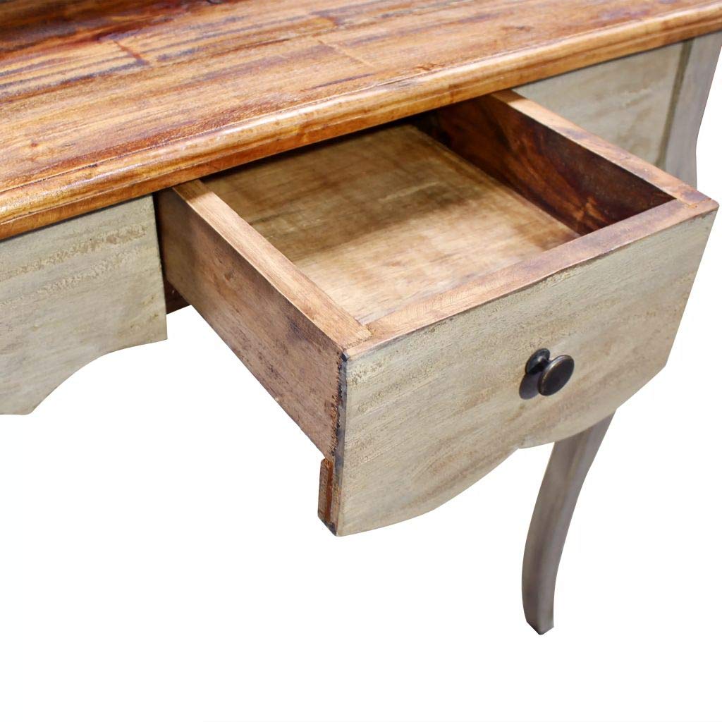Handmade Reclaimed Wood Writing Desk with Storage Drawers & Compartment | 31