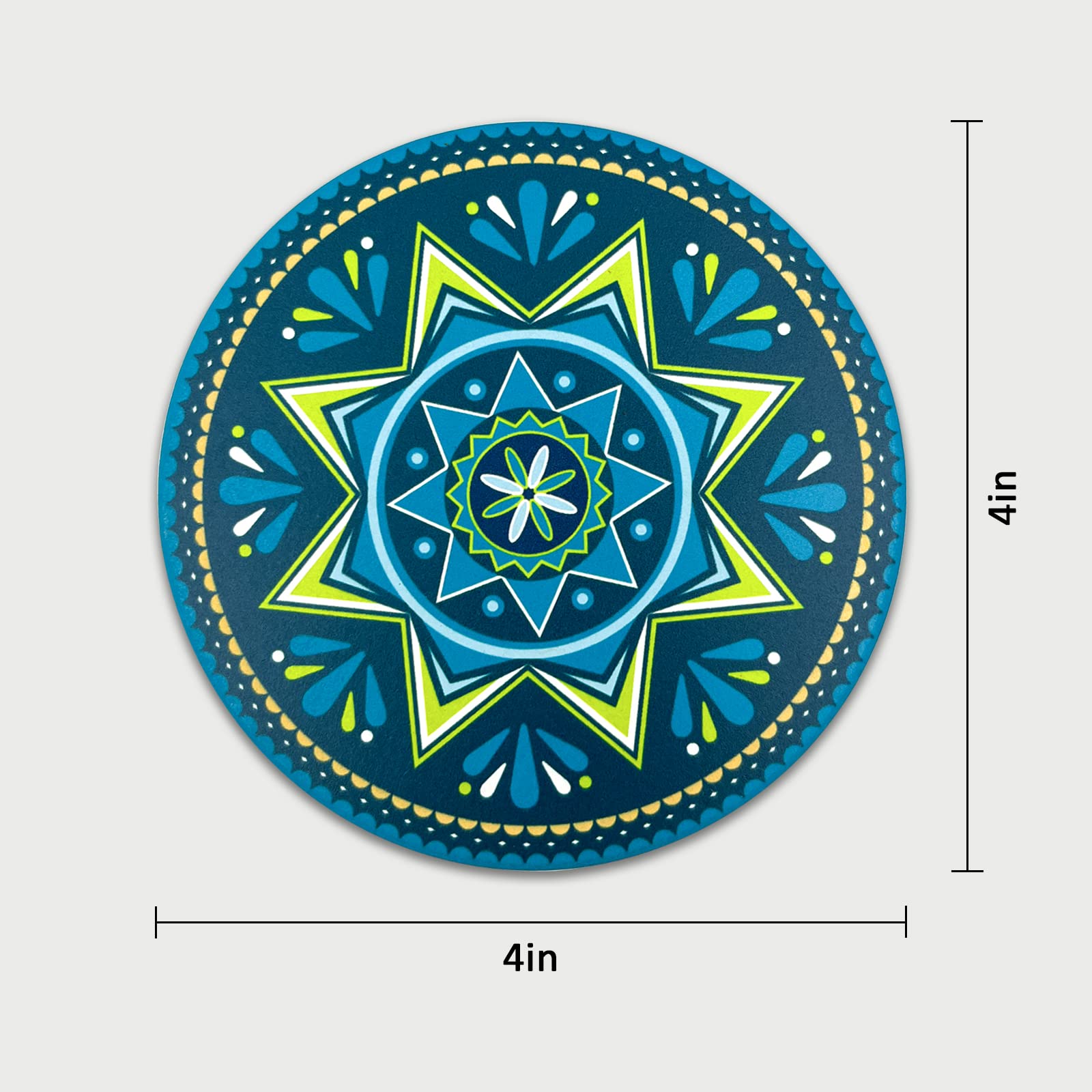 6-Pack Absorbent Mandala Ceramic Coasters with Cork Base - Stylish Coffee Table Decor for All Cups | Perfect for Home, Dining Room & Office Use