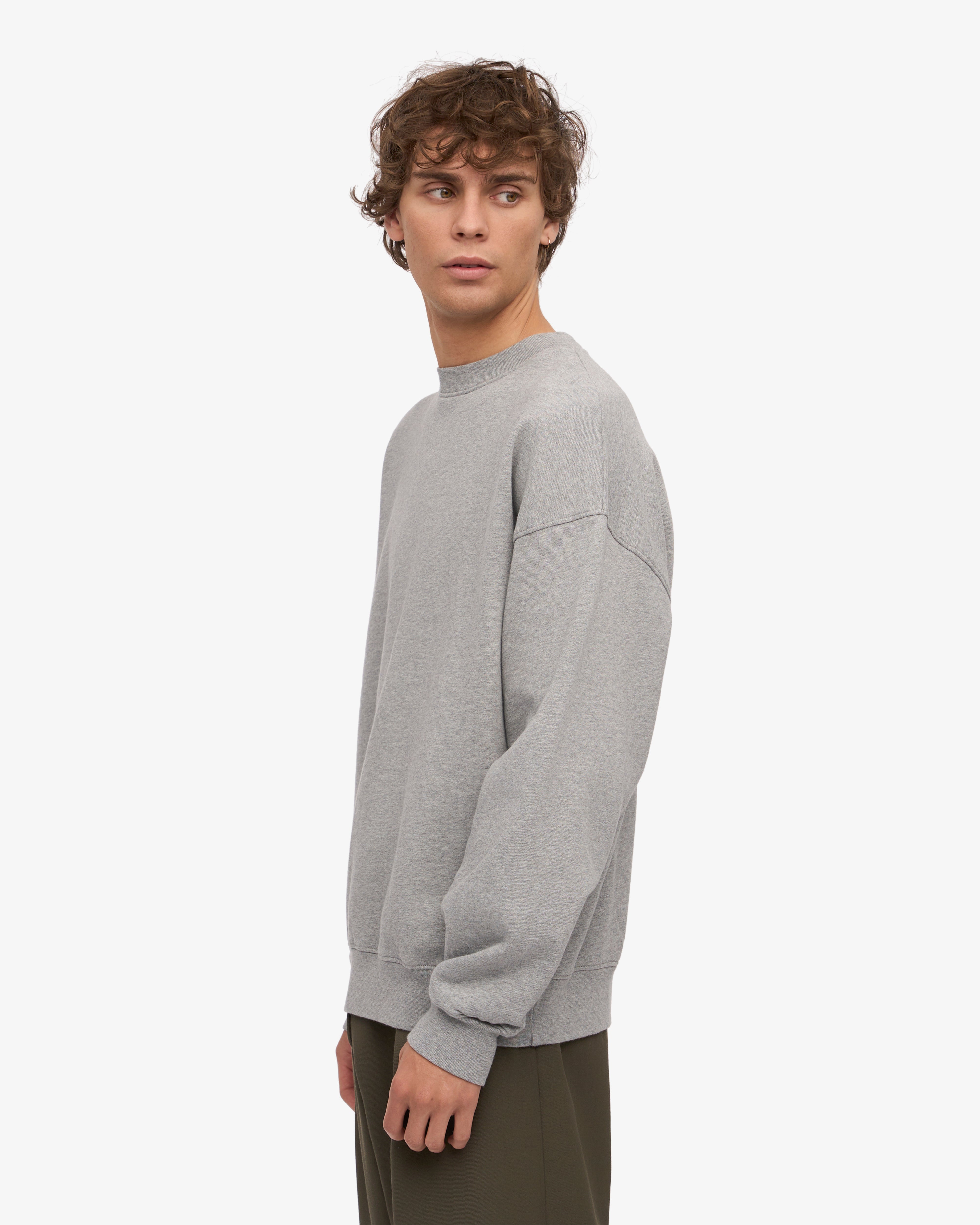 Organic Oversized Crewneck Sweatshirt for Women - Soft Heather Grey Cotton Pullover - Cozy Loungewear & Casual Outfit Essential