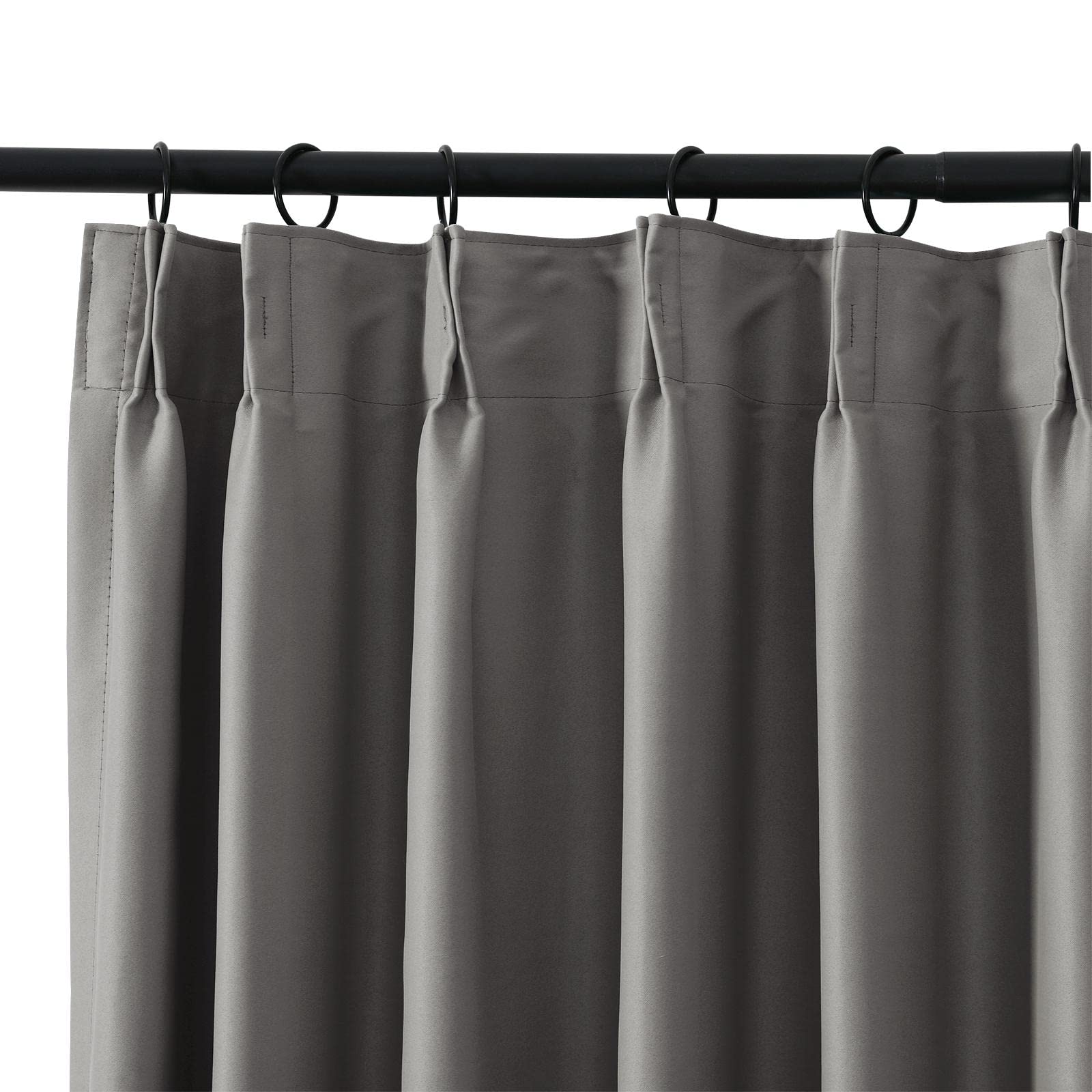 Blackout Thermal Insulated Curtains for Living Room - Grey Pinch Pleated Room Darkening Window Treatments (2 Panels, 52x96 Inches) - Noise Reducing & Energy Saving for Home, Office & Bedroom