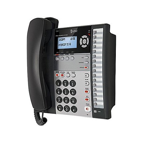 AT&T 1040 4-Line Expandable Corded Phone System with Speakerphone - 1 Handset Desk Landline Phone for Office, Business & Home - Caller ID & Answering Machine - Black/Silver (Renewed) - Perfect for Conference Calls, Customer Service & Remote Work