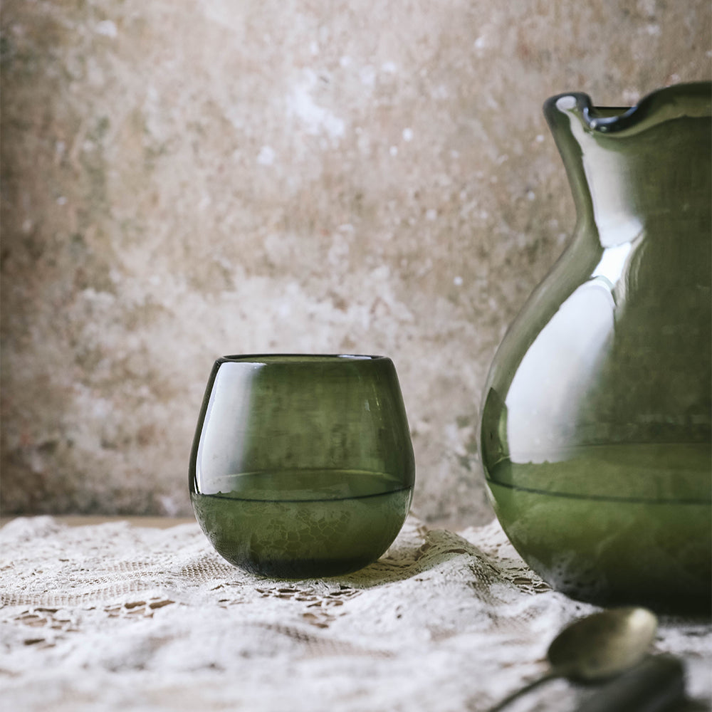 Recycled Glass Shorty Bottle - Eco-Friendly Olive Oil Dispenser for Kitchen & Dining | Perfect for Salad Dressing, Cooking & Gifting