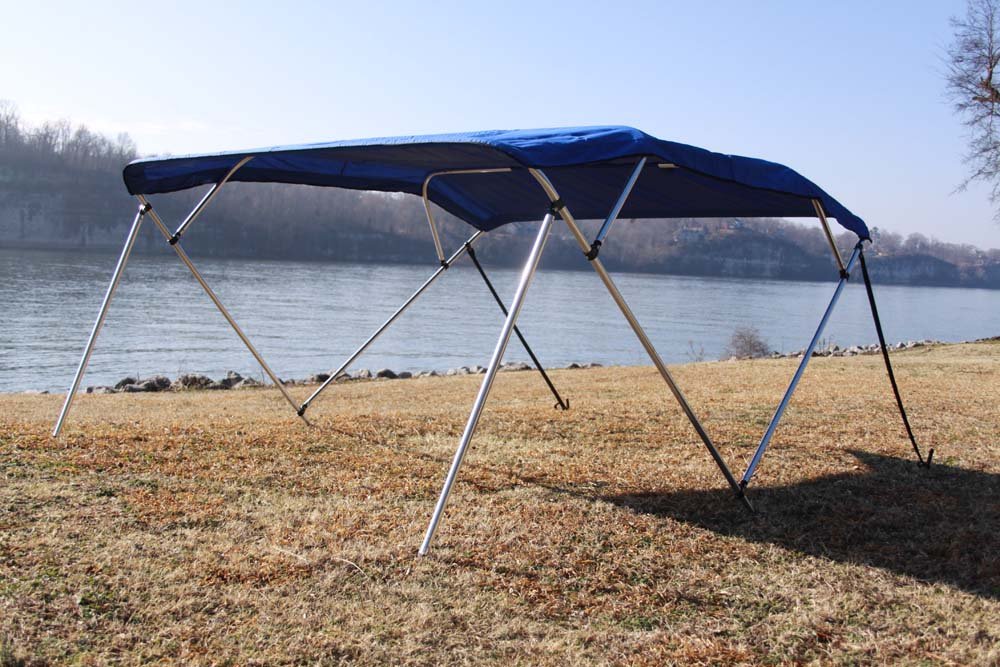 Vortex Direct Royal Blue Pontoon & Deck Boat 4 Bow Bimini Top - 10' Length, 91-96