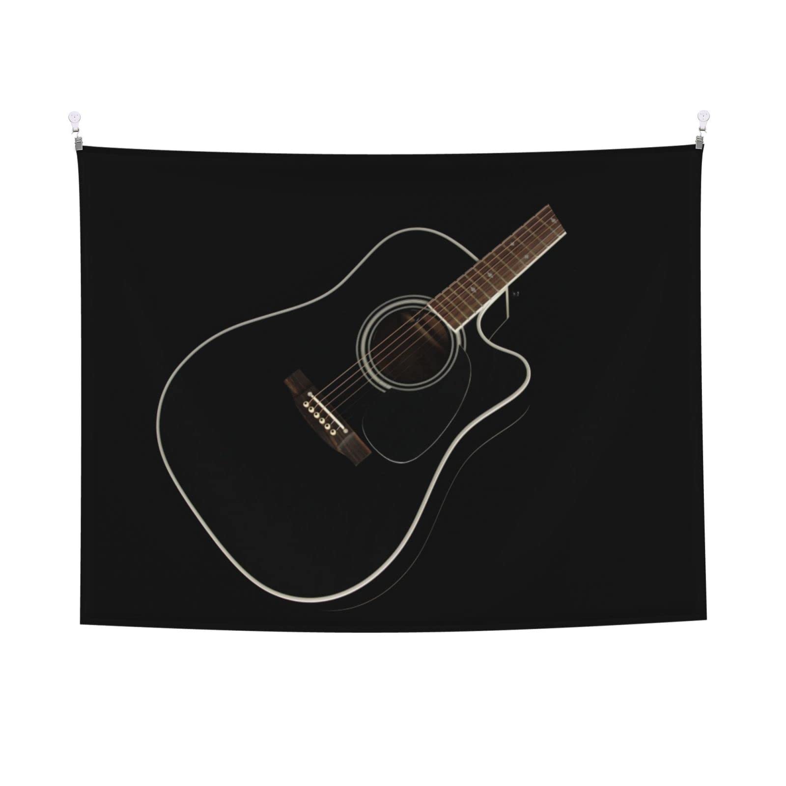 Black Guitar Tapestry Wall Art - 28.7''×37.4'' Bohemian Music Decor for Bedroom, Living Room & Dorm - Perfect for Music Lovers' Home Decoration & Wall Hanging