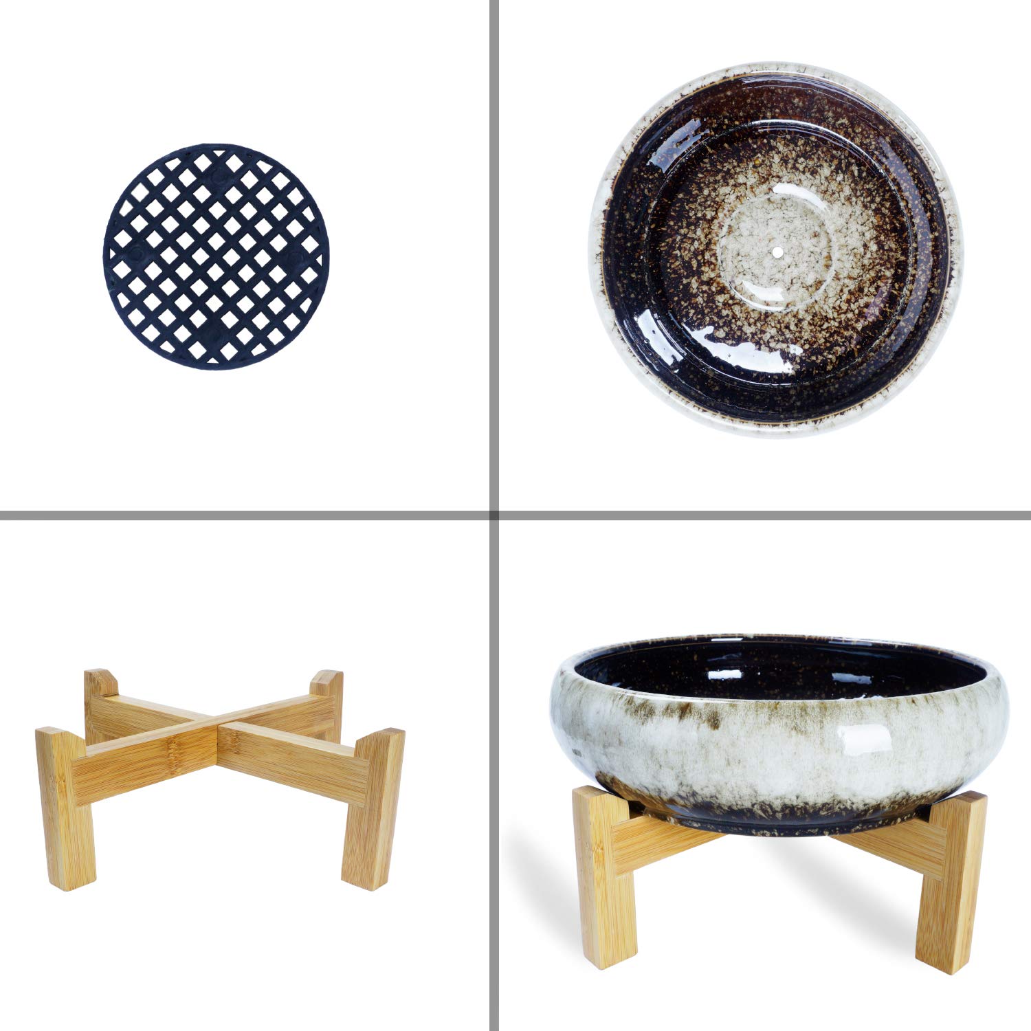 ARTKETTY Large Ceramic Succulent Pots with Drainage Holes - 2.2lb Horticultural Lava Rock Pebbles & Planting Tools Set - Shallow Bonsai Planter for Cactus, Flowers, Indoor Plants | Perfect for Home Decor, Office Desk, Garden & Beginner Gardening