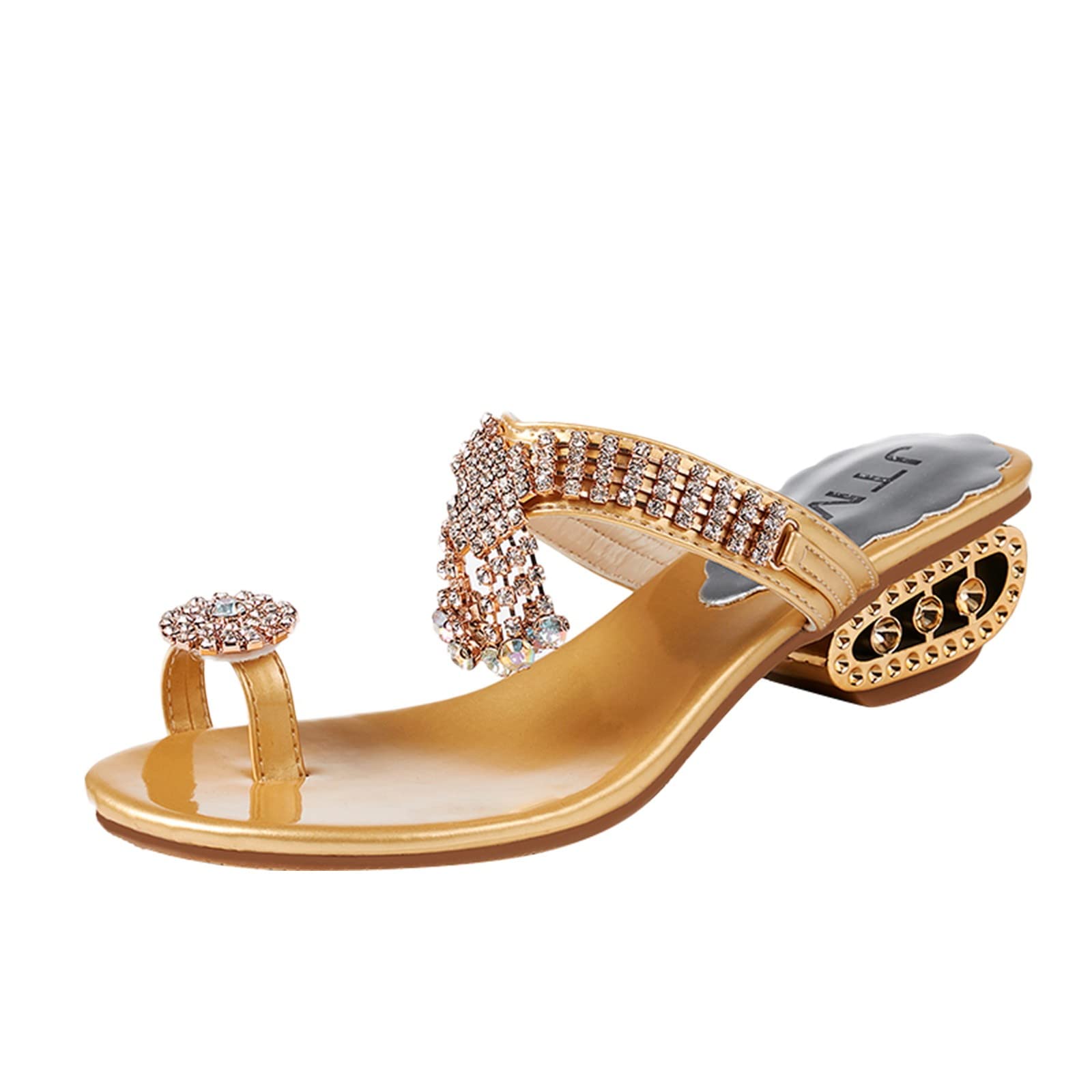 Stylish Women's Rhinestone Sandals with Hollow Heel - Fashionable Summer Flip Flops & Comfortable Slippers for Beach, Party & Casual Wear