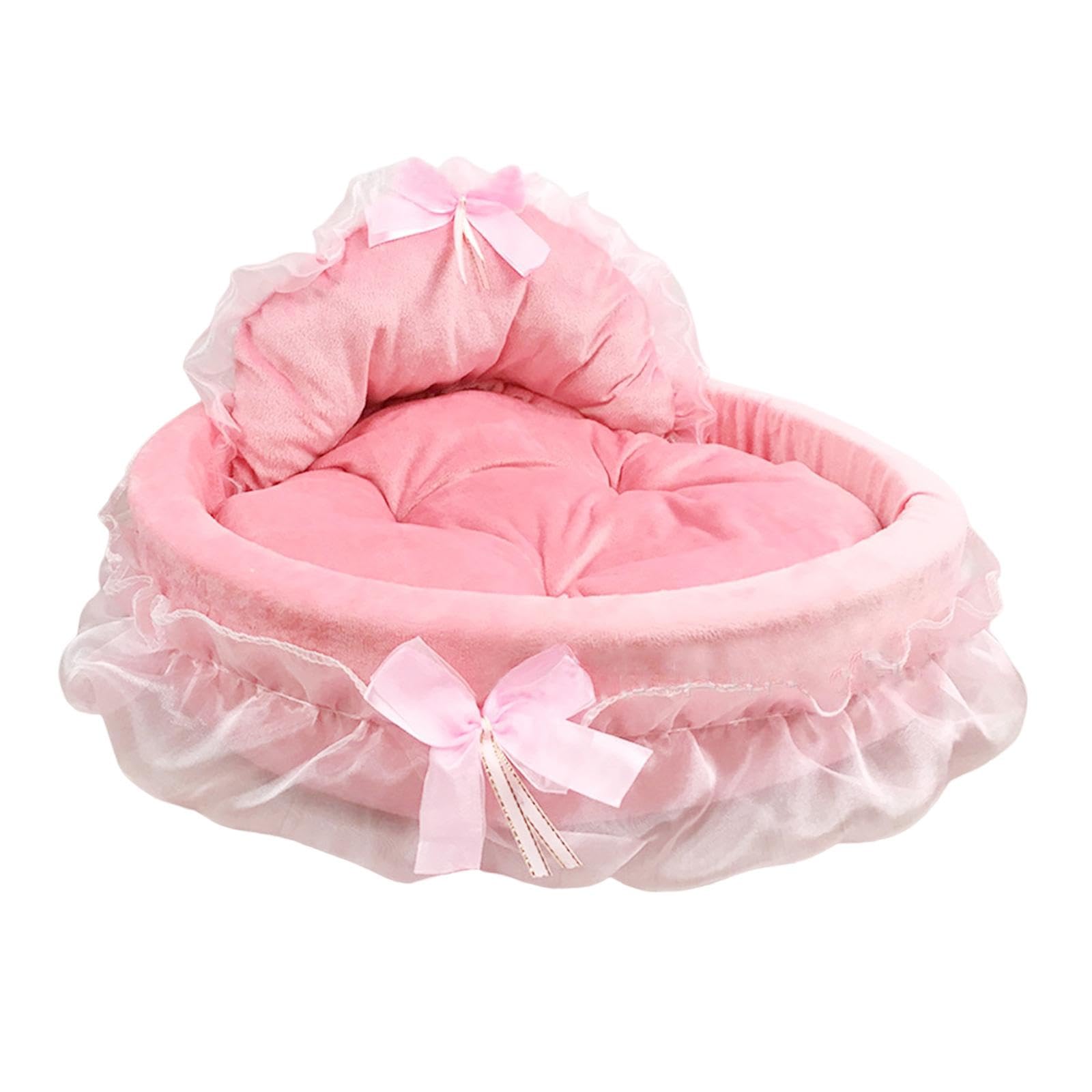 **Pink Princess Dog Bed - Washable Pet Couch with Lace Trim, Soft Thick Cushion for Large Dogs & Cats, Cozy Kennel Sleeping Bed for Puppies & Kittens (Pink, Size S) - Perfect for Living Room, Bedroom & Pet Travel**