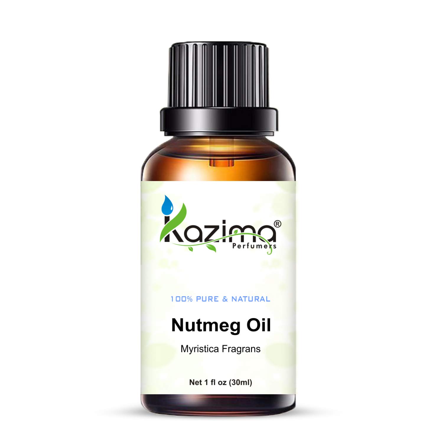 KAZIMA 100% Pure Natural Nutmeg Essential Oil - Undiluted for Skin Care, Hair Care & Aromatherapy (30ml) - Perfect for Massage, Diffuser & DIY Beauty Recipes