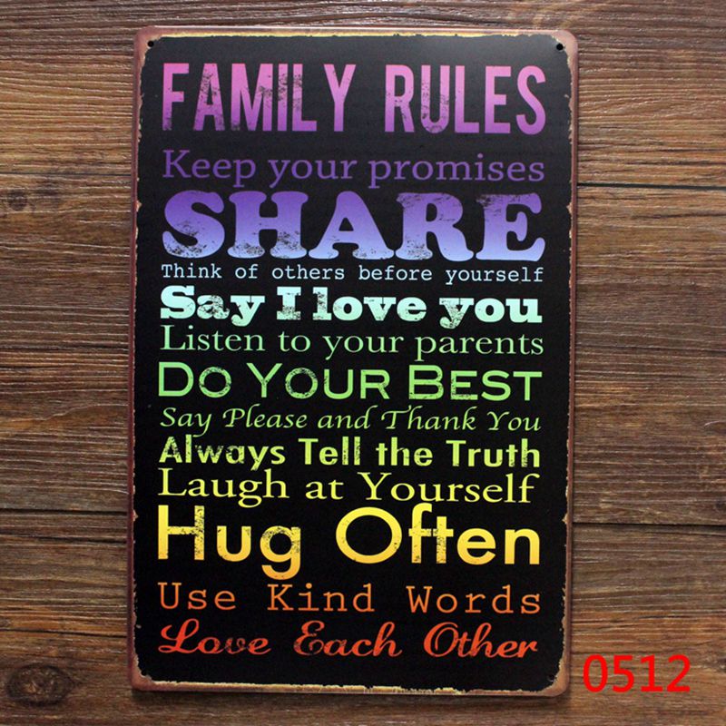 Vintage Family Tin Sign Wall Art - Be Thankful Be Happy Metal Pub Poster Decor for Home, Bar, Cafe & Man Cave - Perfect for Vintage Themed Rooms & Gifts
