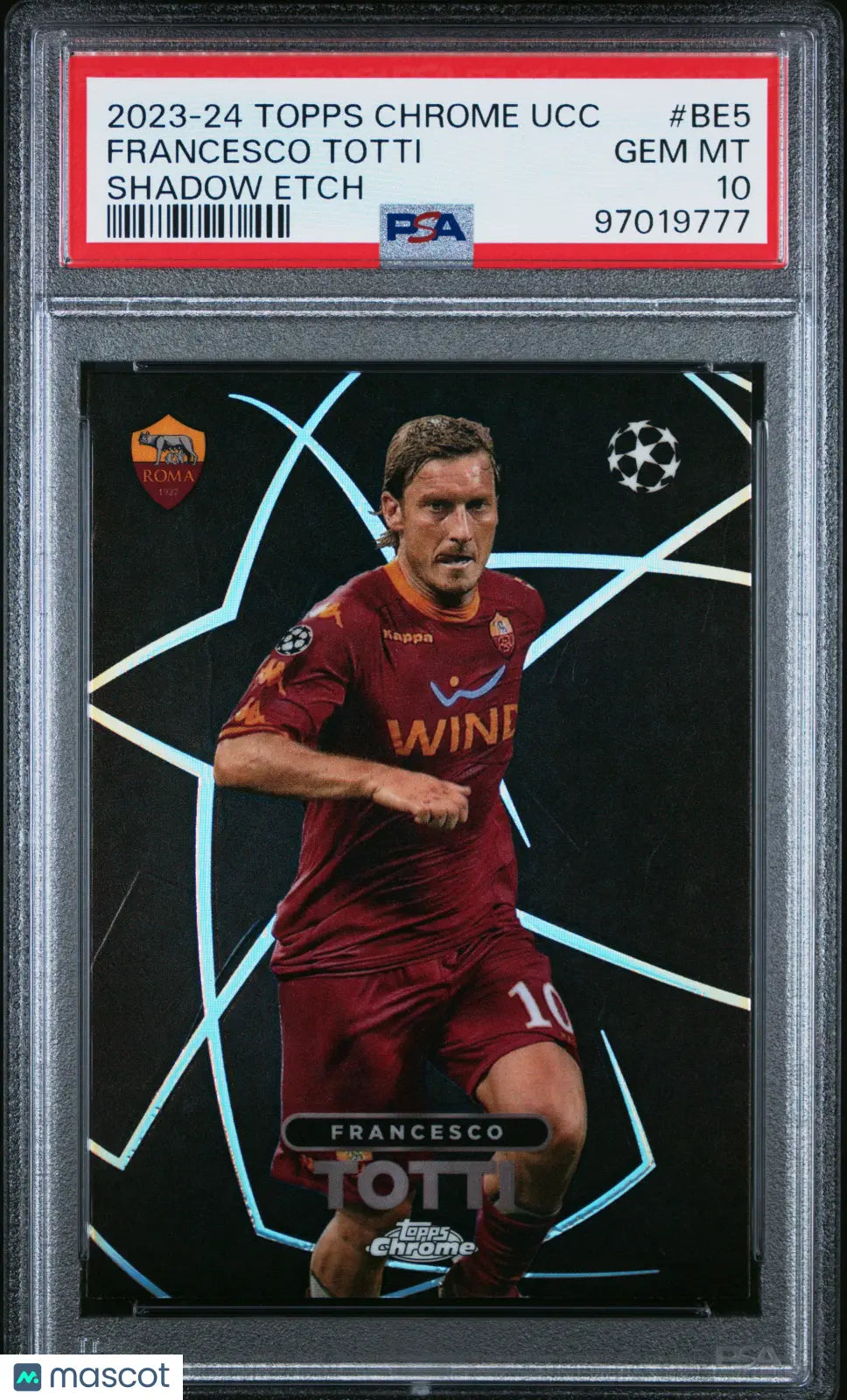 2023-24 Topps Chrome UEFA Champions League Francesco Totti PSA 10 Gem Mint Shadow Etch Soccer Card - Perfect for Collectors, Investors & Soccer Fans Display