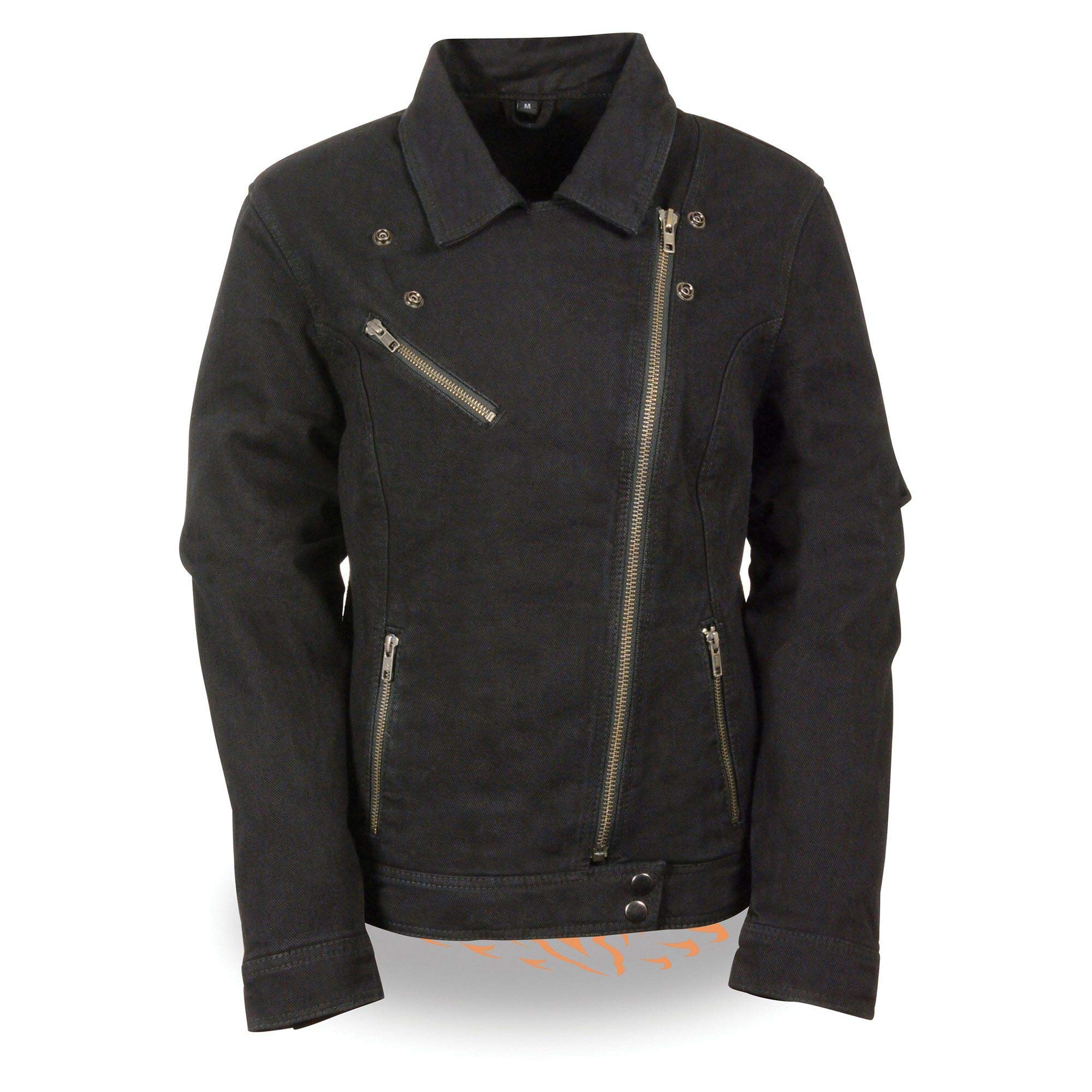 Milwaukee Leather MDL2000 Women's Black Denim Jacket with Studded Spikes - Stylish Biker Jacket for Motorcycle Riding & Fashion Outfits
