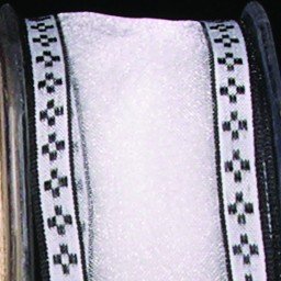Sheer White with Black Woven Edge Wired Craft Ribbon - 1.5 Inch x 27 Yards - Perfect for Gift Wrapping, Floral Arrangements, and DIY Wedding Decorations