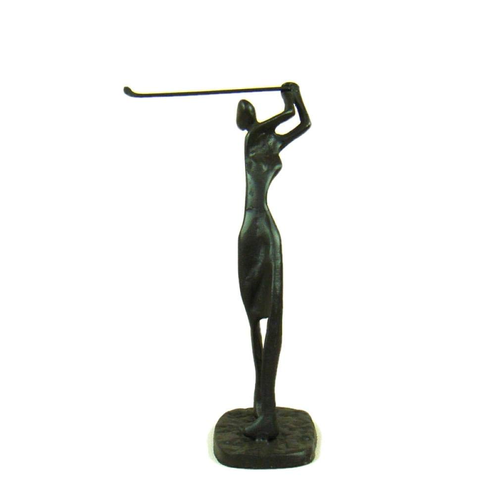 Metal Lady Golfer Statue - Handcrafted Ironwork Figurine for Golf Lovers, Home & Office Decoration, Unique Gift for Golf Enthusiasts - Perfect for Desk Decor, Golf Club Display, or Sports-Themed Gifts