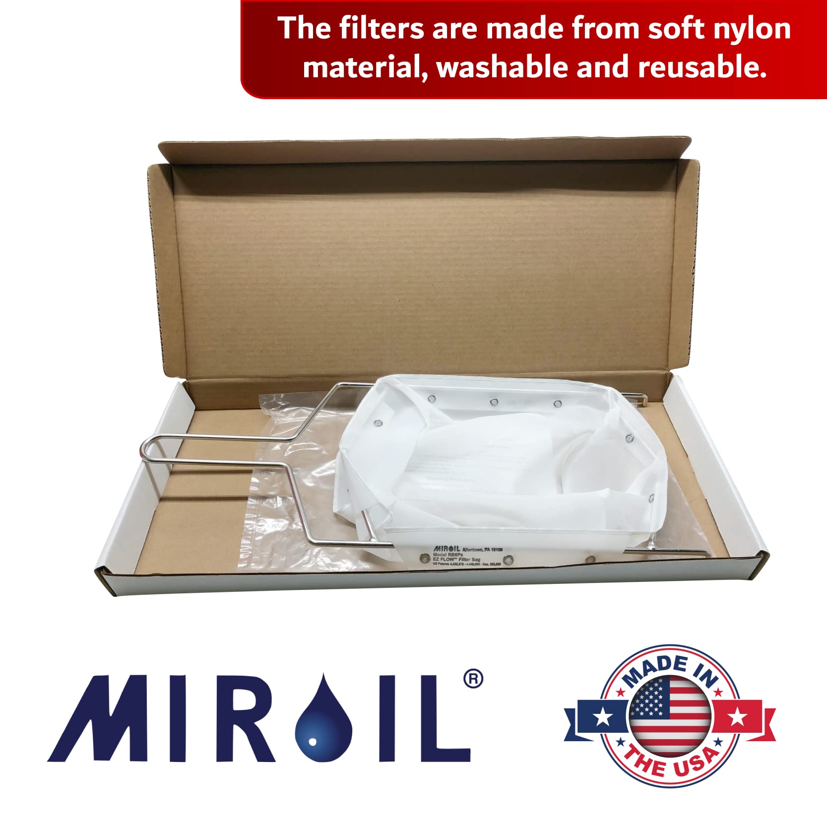 MirOil B6PS Fryer Filter Bag & Frame Combo - Extend Cooking Oil Life, Reduce Contaminants, Maintain Food Taste & Quality - Hot & Cold Oil Filtration for 70 Lb. Commercial Deep Fryers - Perfect for Restaurants, Food Trucks & Catering Businesses