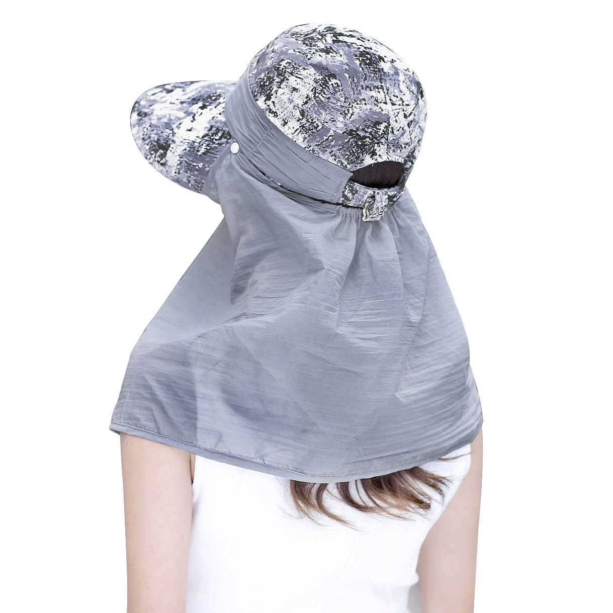 Women's Foldable Wide Brim Sun Hat with Neck Flap - UPF 50+ UV Protection for Fishing, Hiking & Outdoor Activities - Lightweight Travel Sun Visor for Beach, Gardening & Summer Wear