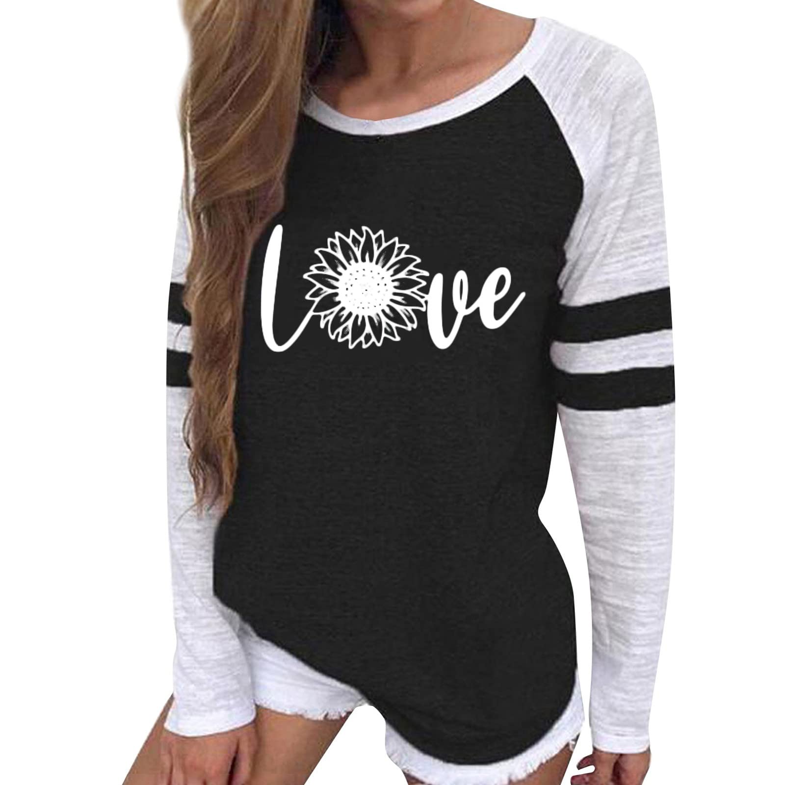 Women's Casual Round Neck Long Sleeve T-Shirt - Floral Print Blouse for Everyday Wear | Comfortable & Stylish Top for Work, Dating & Weekend Outfits