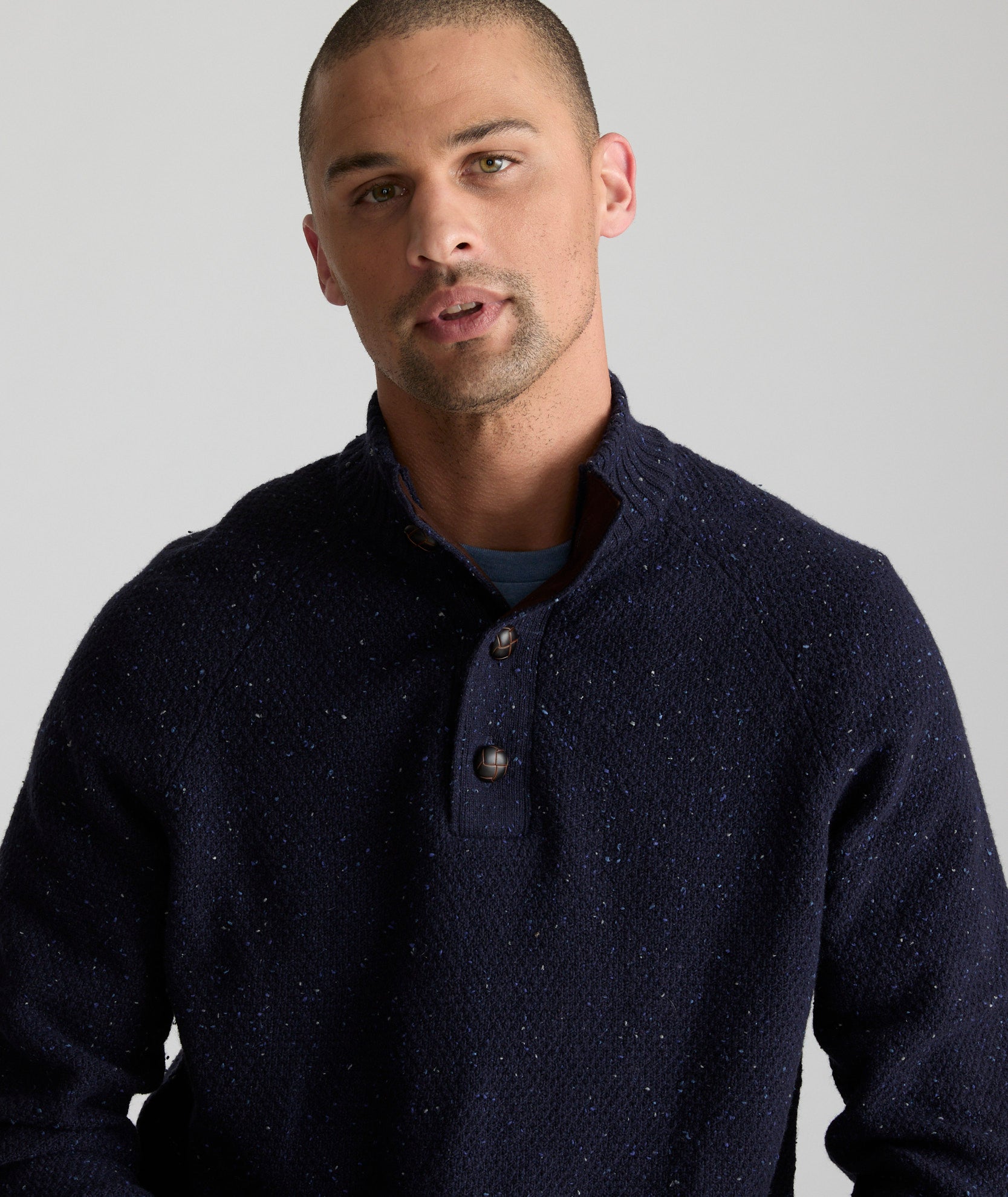 Button Neck Donegal Sweater for Women & Men | Cozy Irish Wool Pullover | Winter & Fall Fashion | Perfect for Office, Dating & Outdoor Activities