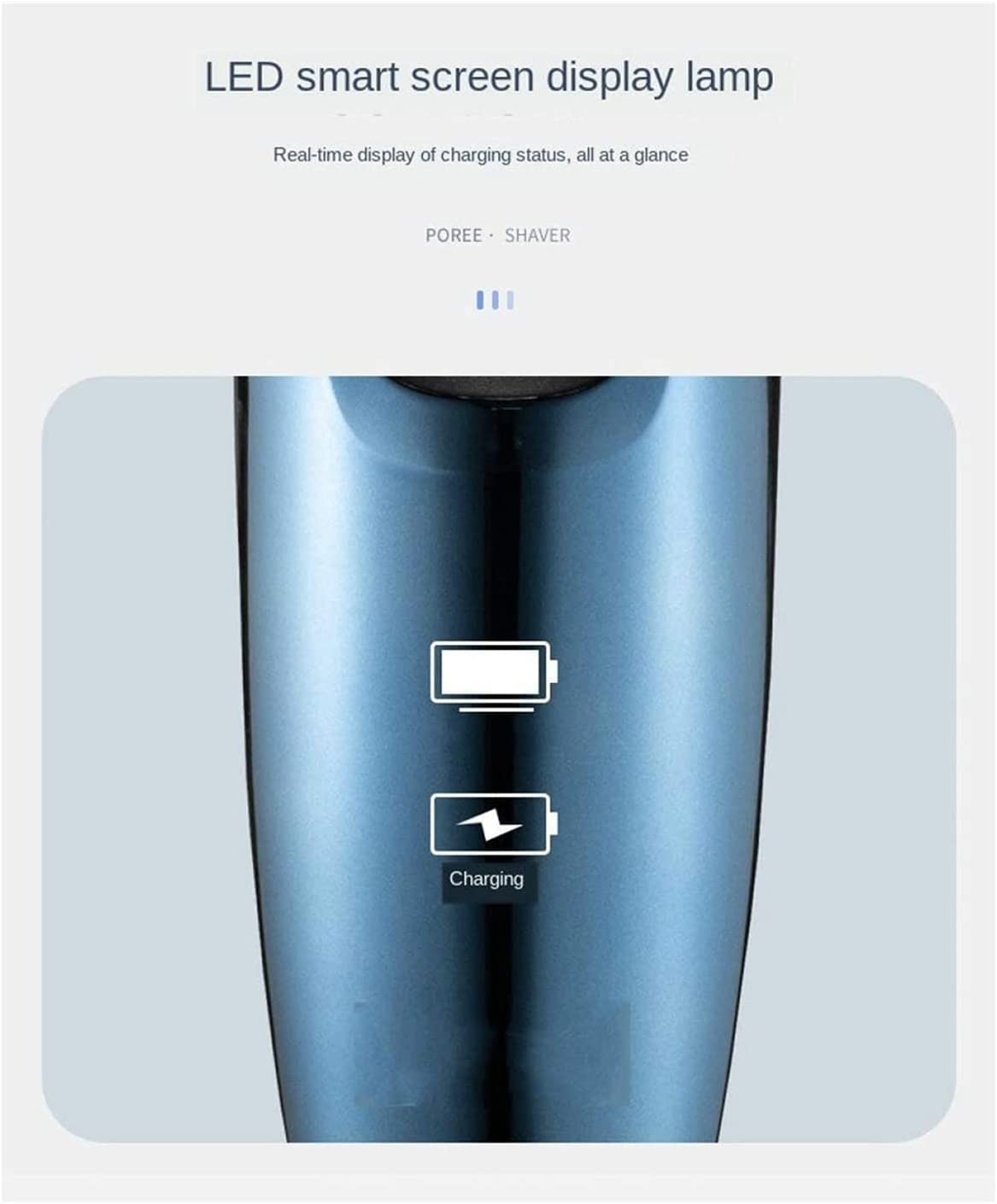 Rechargeable Waterproof IPX7 Electric Shaver for Men - Wet & Dry Rotary Shaving Razor with Pop-Up Trimmer, Blue - Perfect for Travel, Gym & Daily Grooming