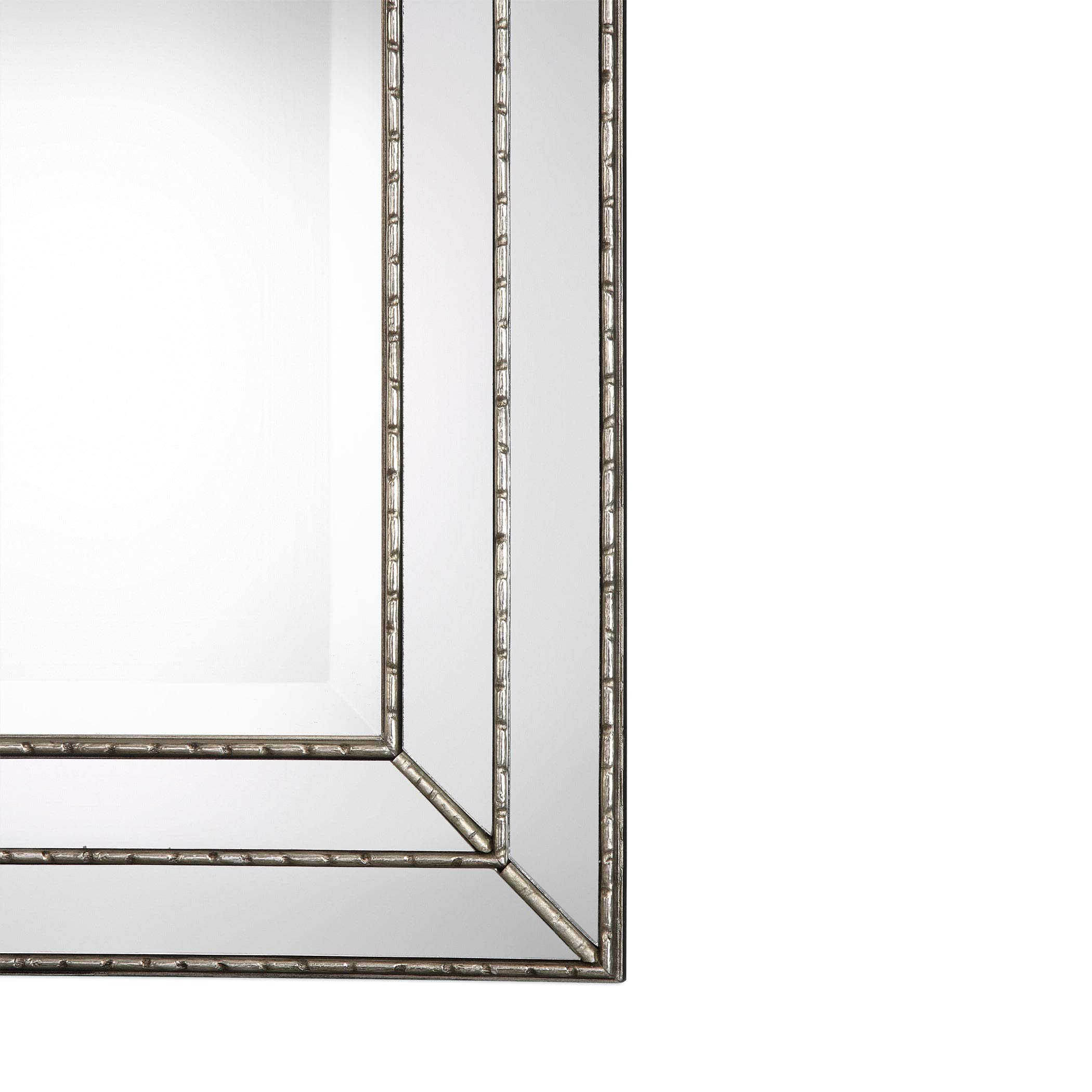 Silver Mirror with Transitional Hooks & Hardware Included - Perfect for Bedroom, Bathroom, and Entryway Décor