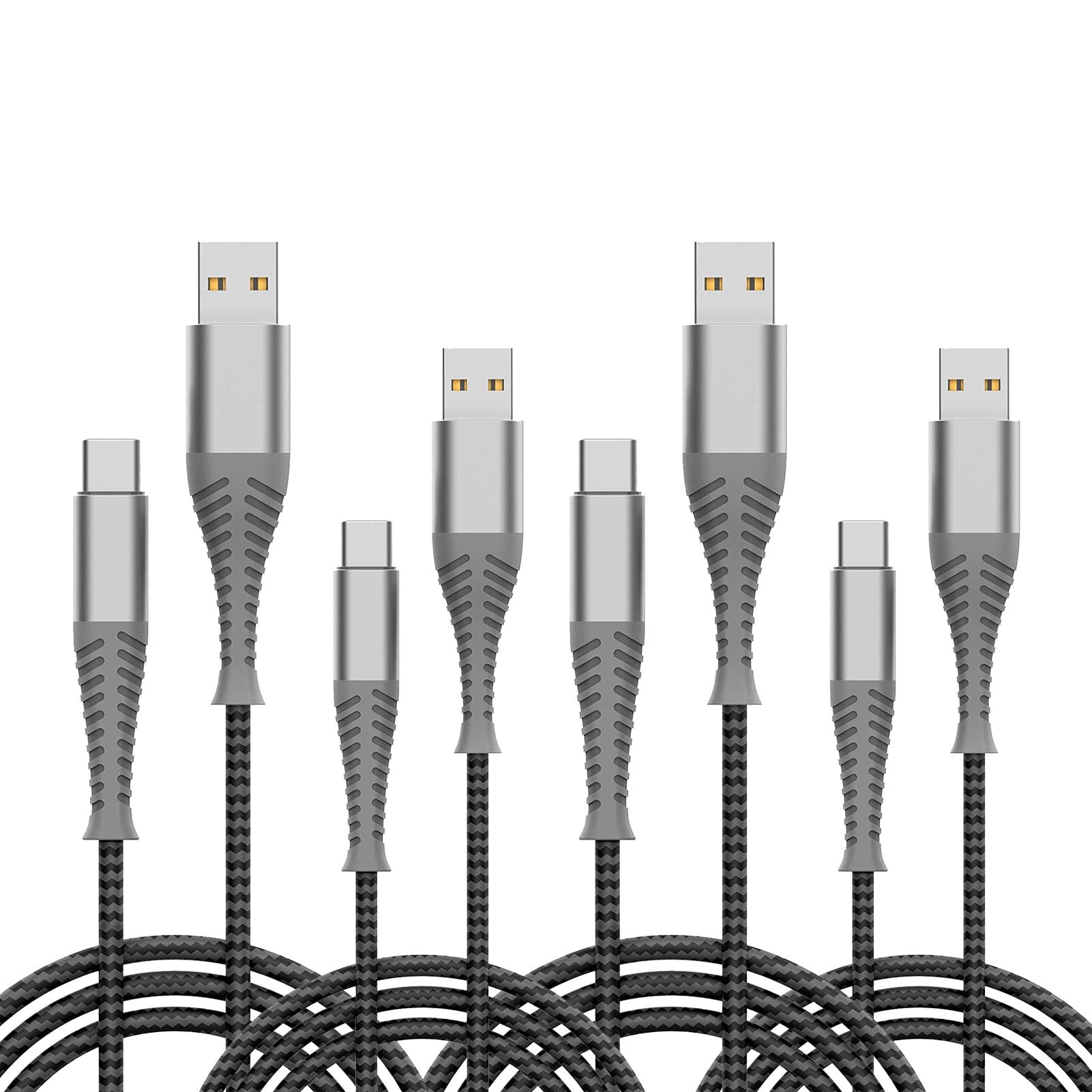 4-Pack USB Type-C Fast Charging Cable (6.6ft x2 + 10ft x2) - 3.6A High-Speed Charging, 164 Pure Copper Wires, 10KG Bend Test - Compatible with Samsung Galaxy S21/S10/S9/S8 Plus, Note 20/10/9/8, LG V50/V40/V20/G8/G7 & PS5 Controller - Perfect for Home, Office & Travel Charging